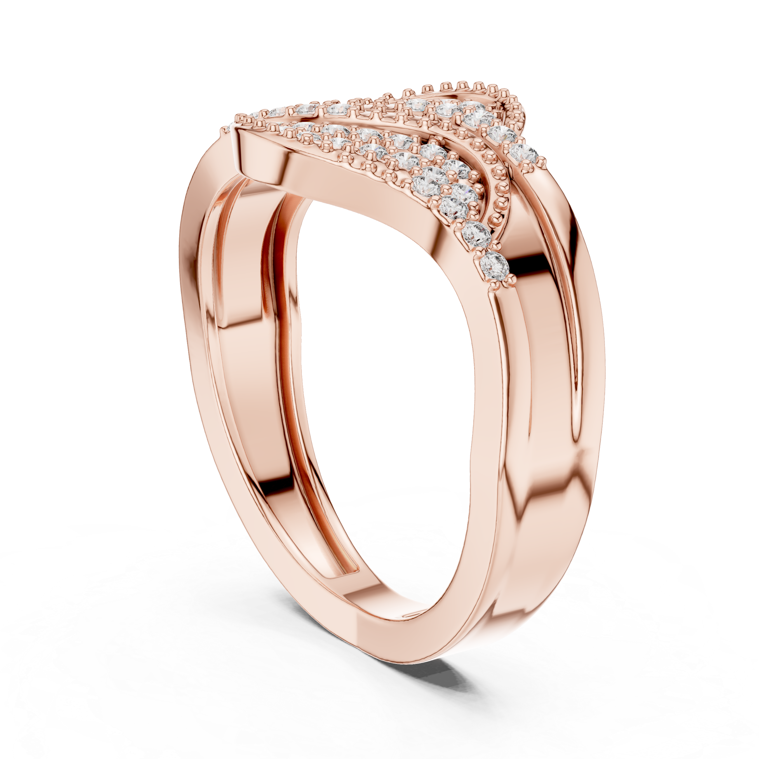 Diamond Wave Crossover Ring with Pavé Setting