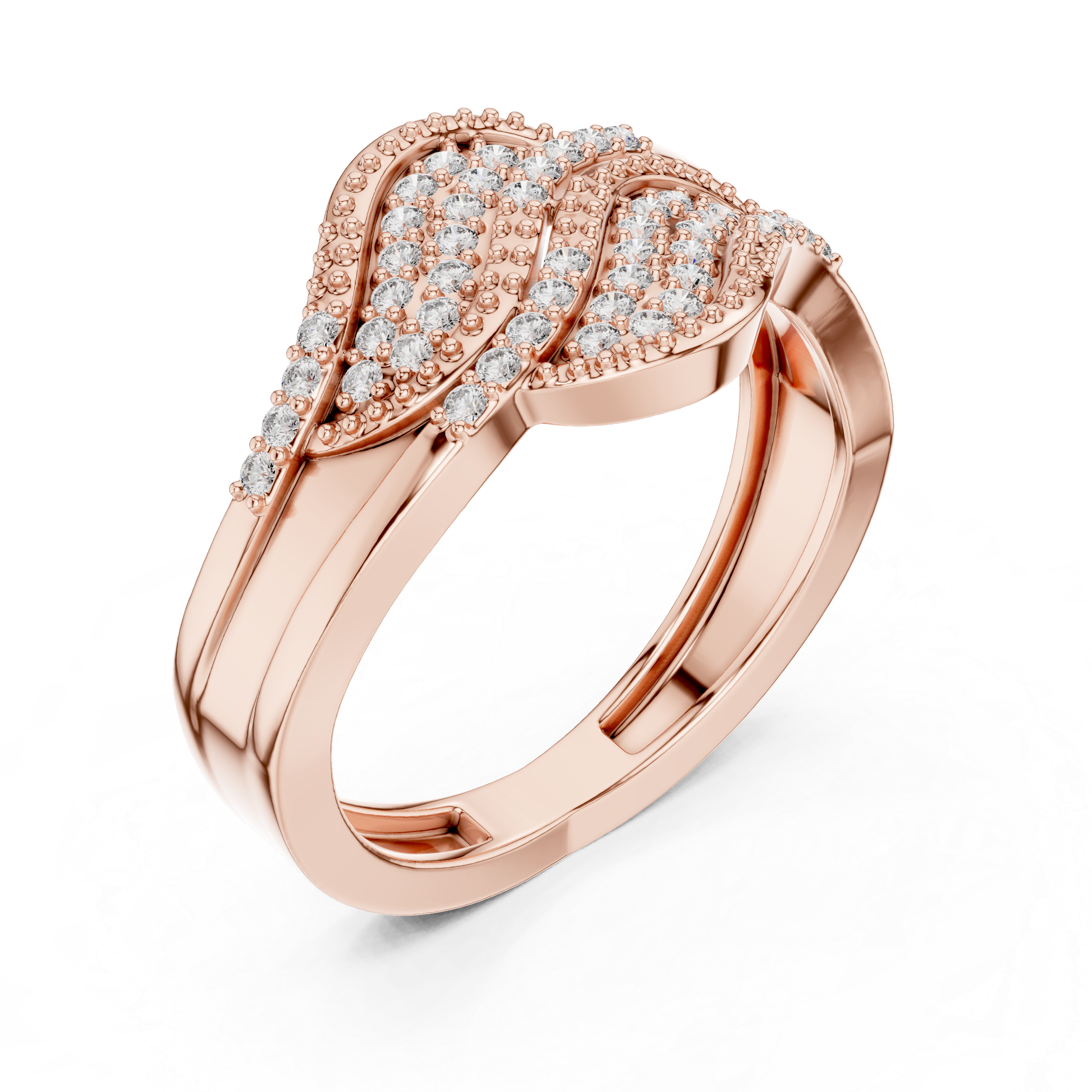 Diamond Wave Crossover Ring with Pavé Setting