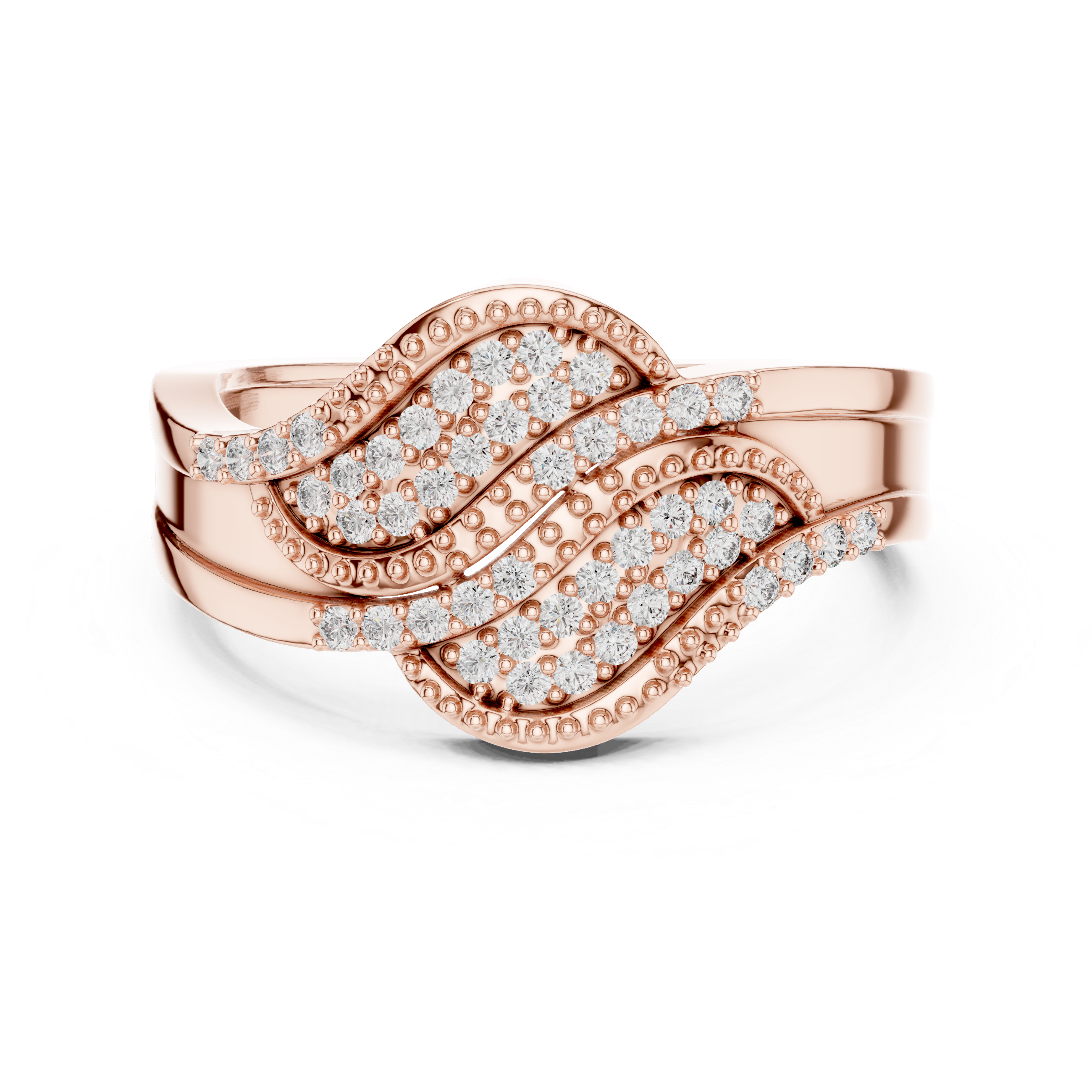 Diamond Wave Crossover Ring with Pavé Setting