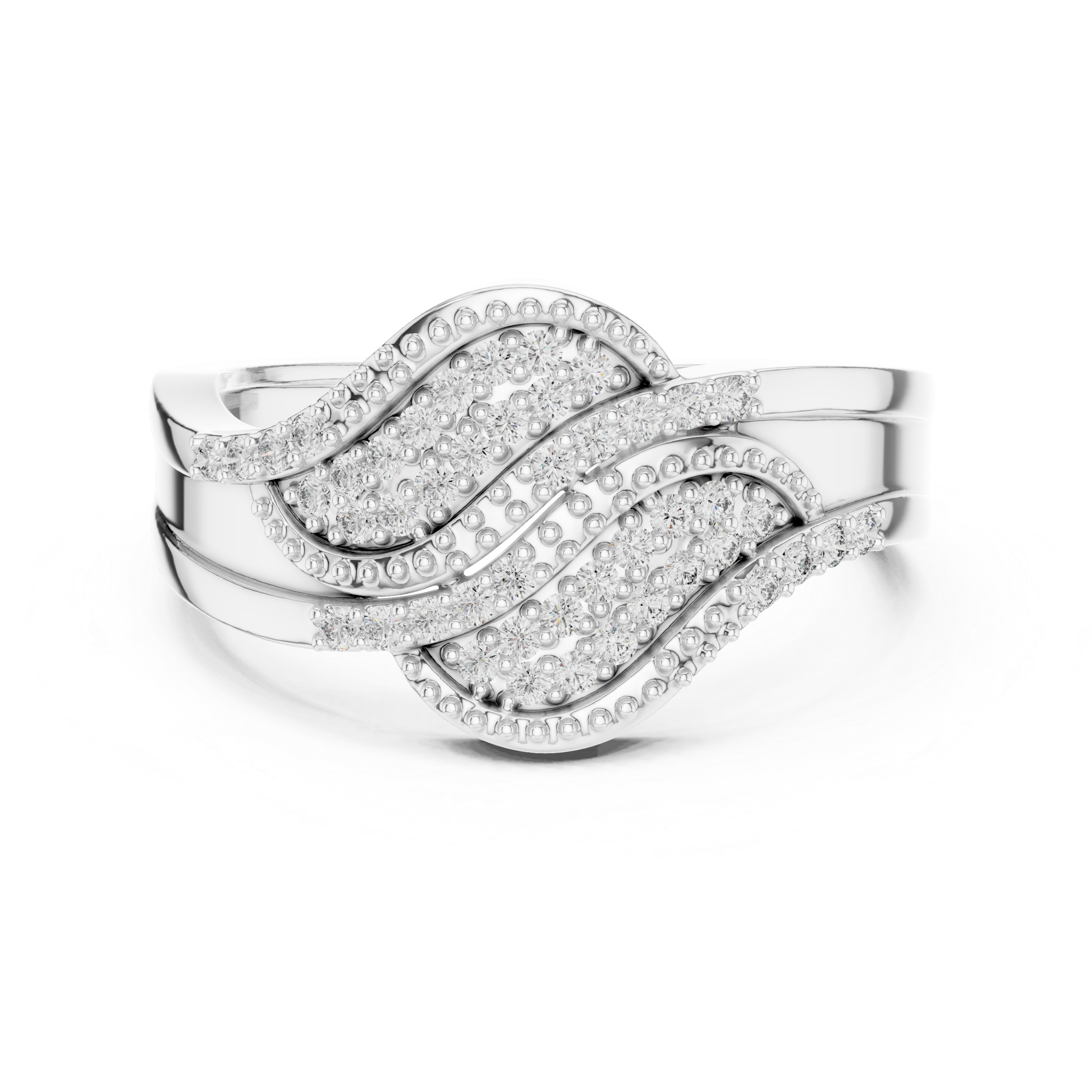 Diamond Wave Crossover Ring with Pavé Setting