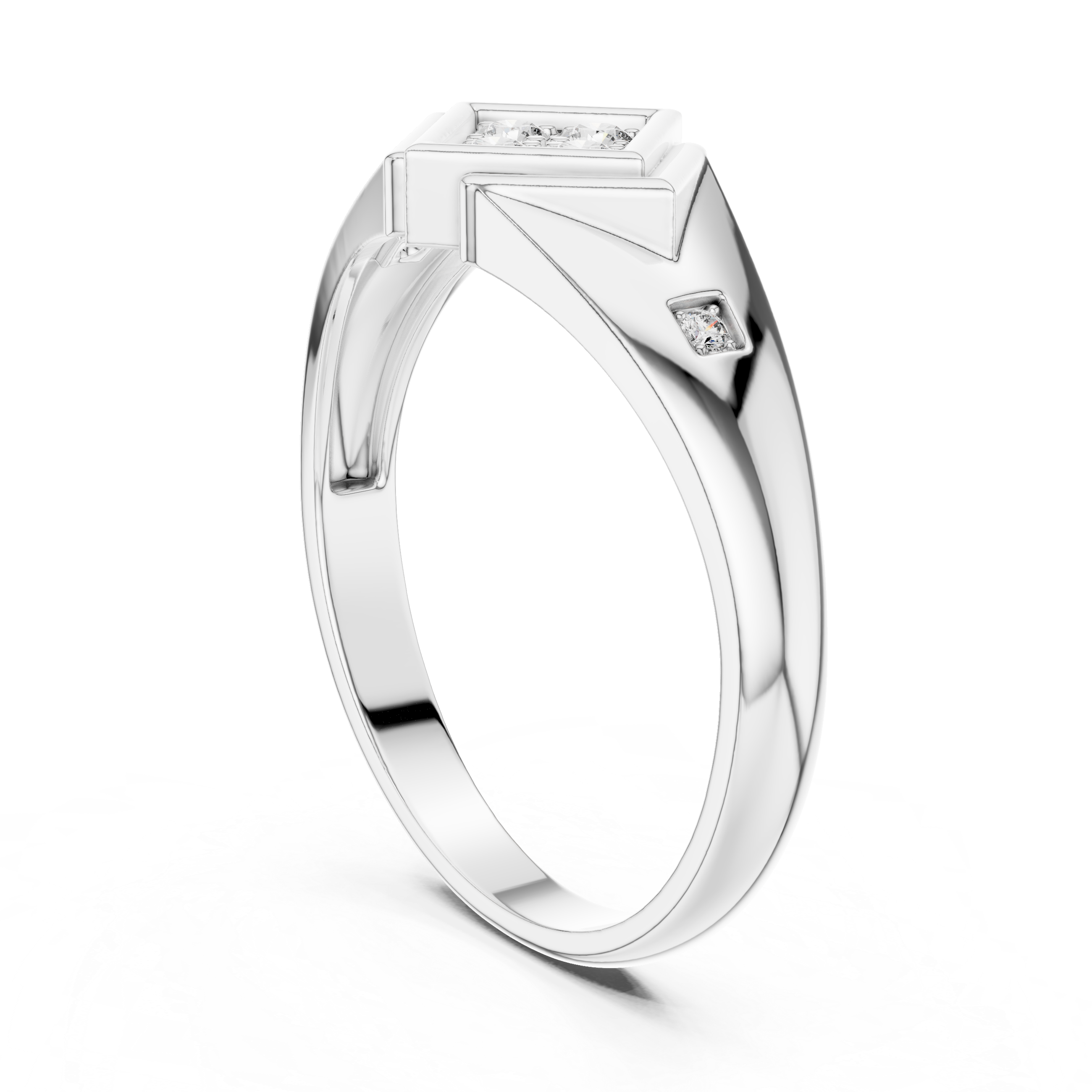 Diamond Cluster Geometric Signet Ring