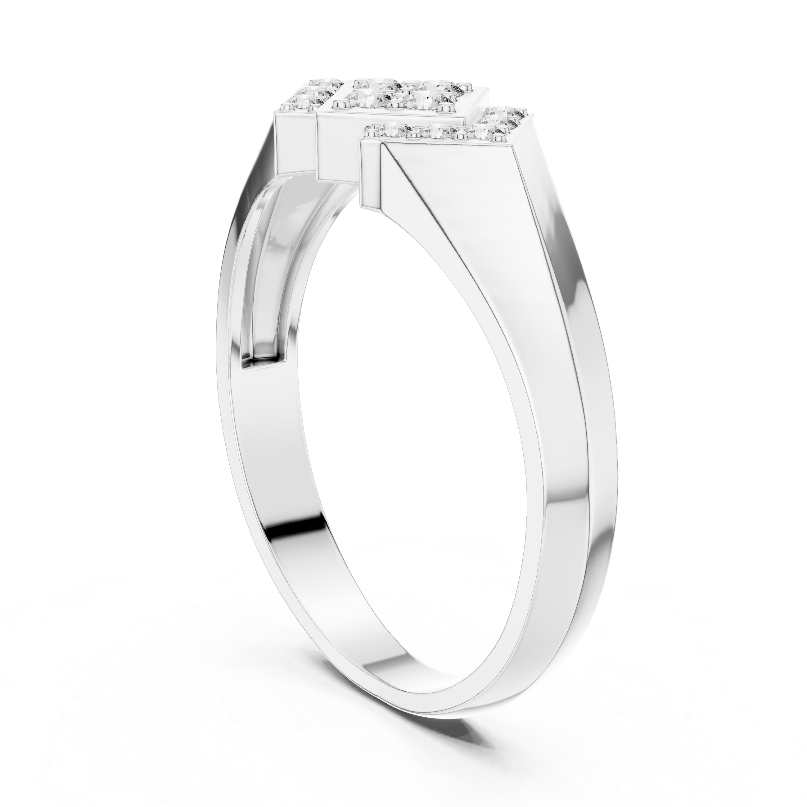 Geometric Diamond Signet Ring