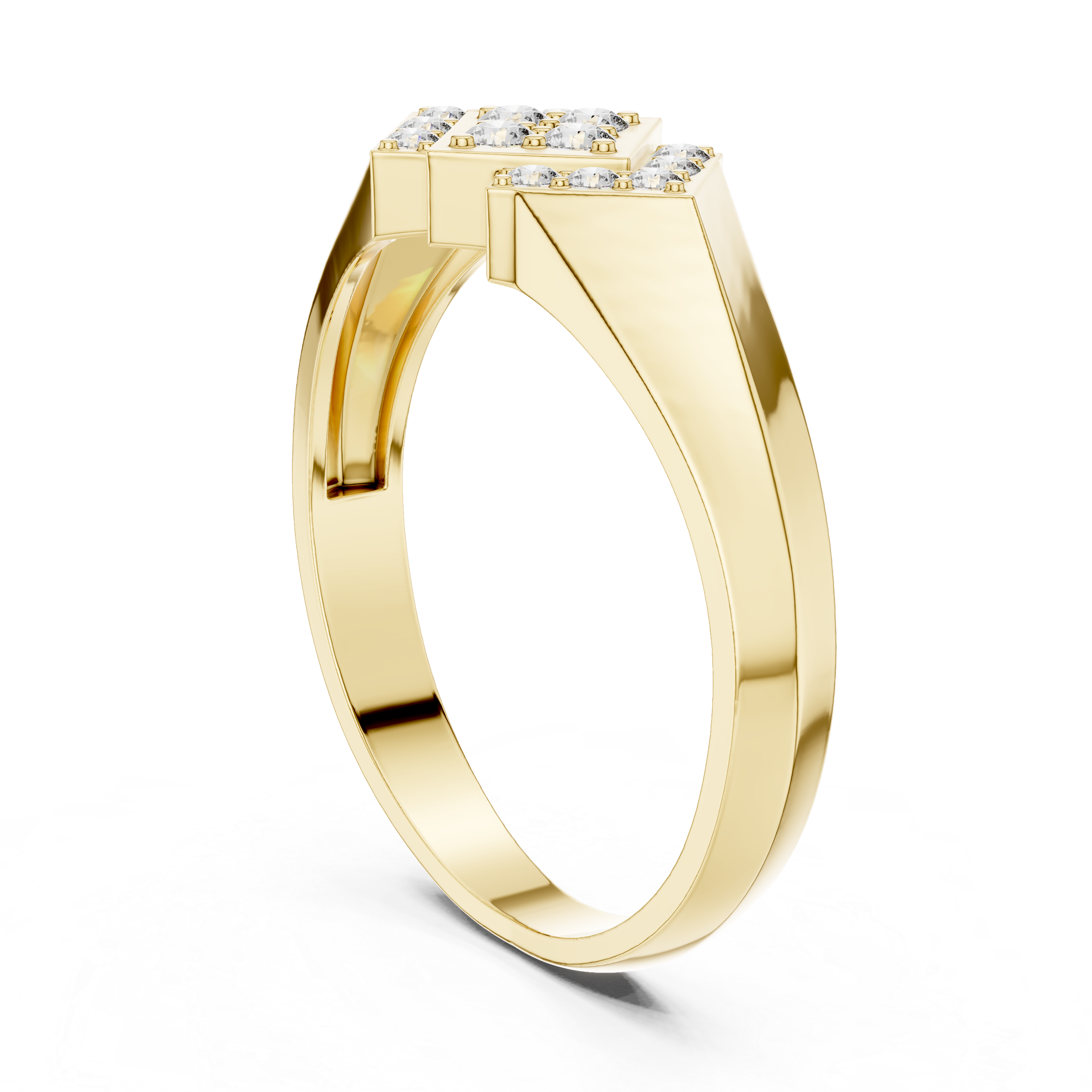 Geometric Diamond Signet Ring