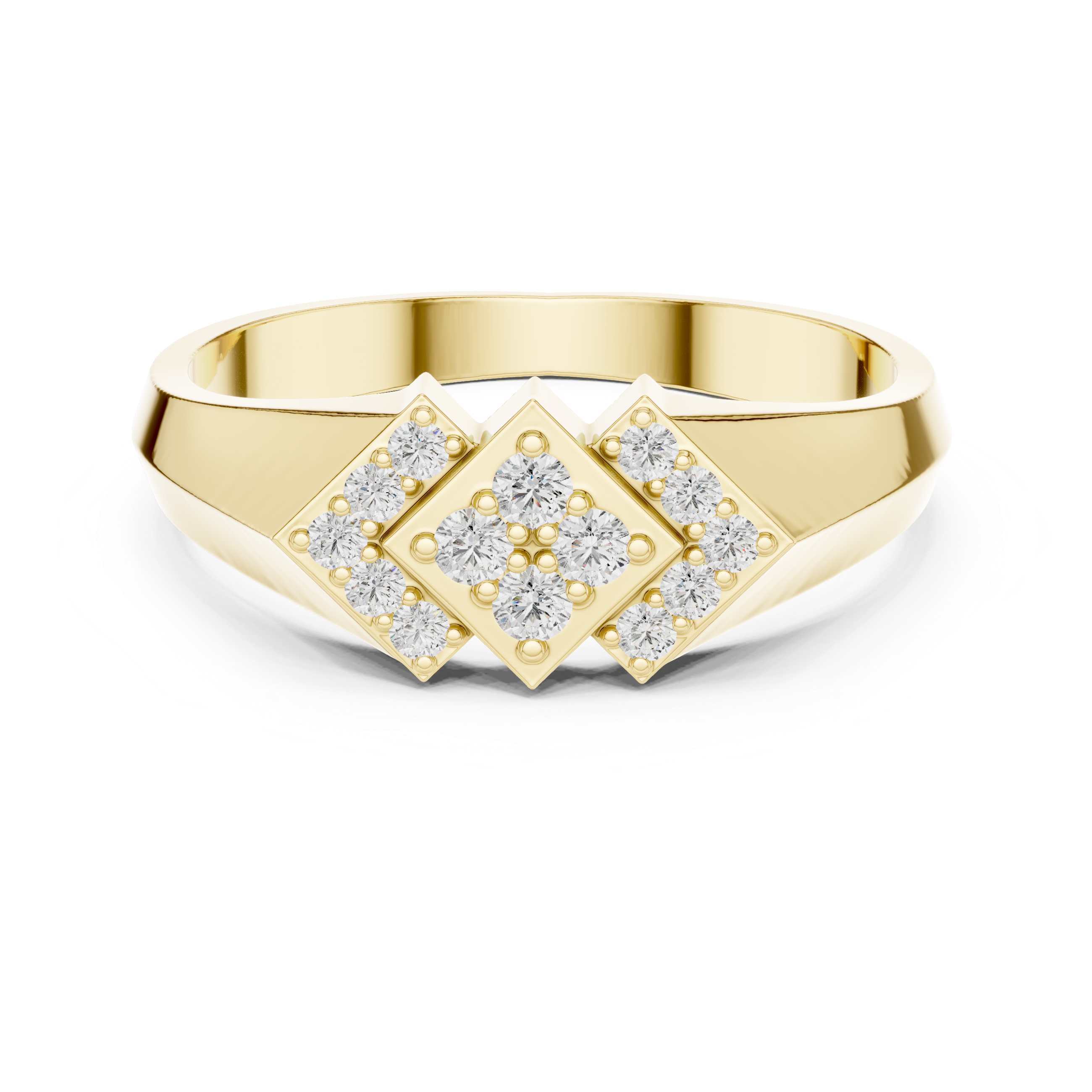 Geometric Diamond Signet Ring