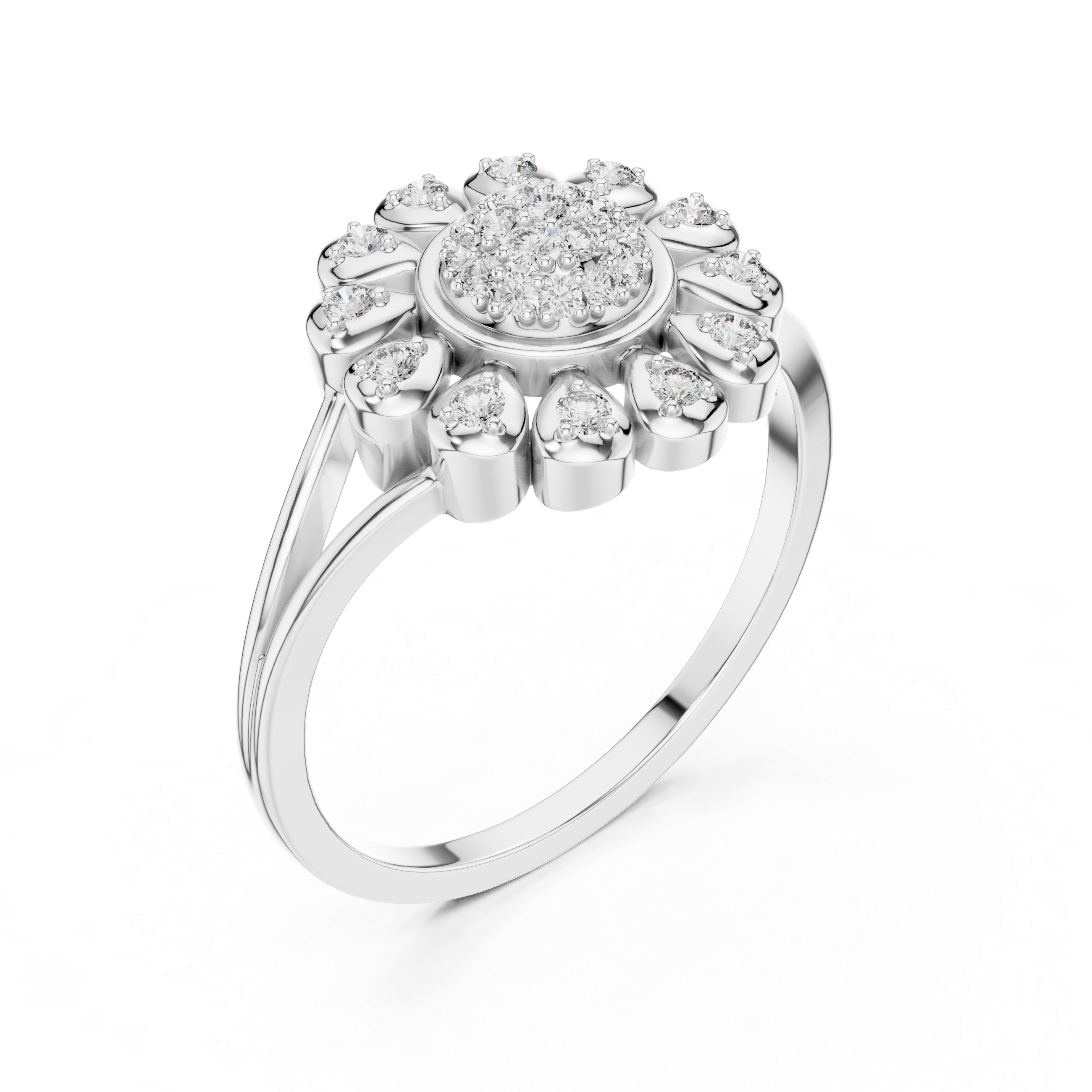 Sunburst Diamond Cluster Ring