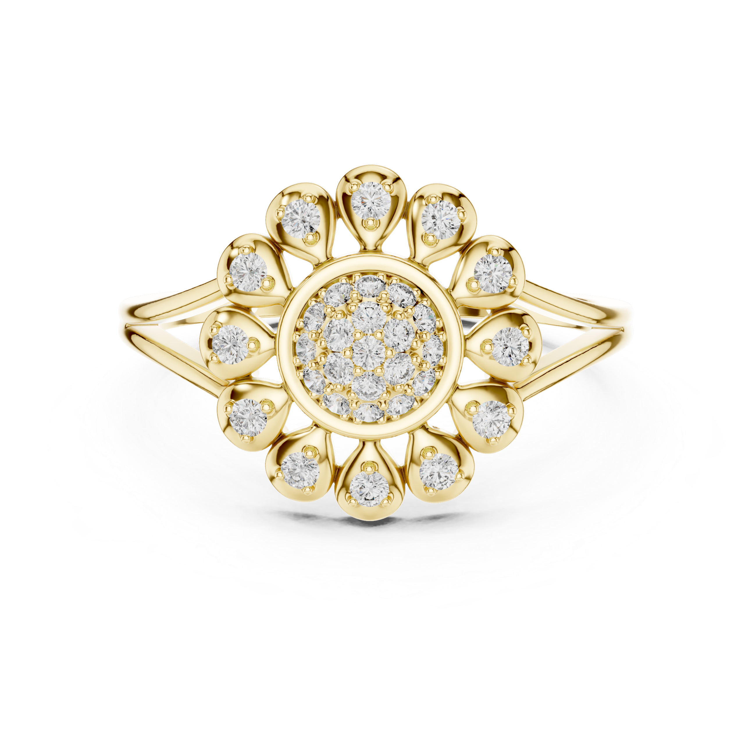 Sunburst Diamond Cluster Ring