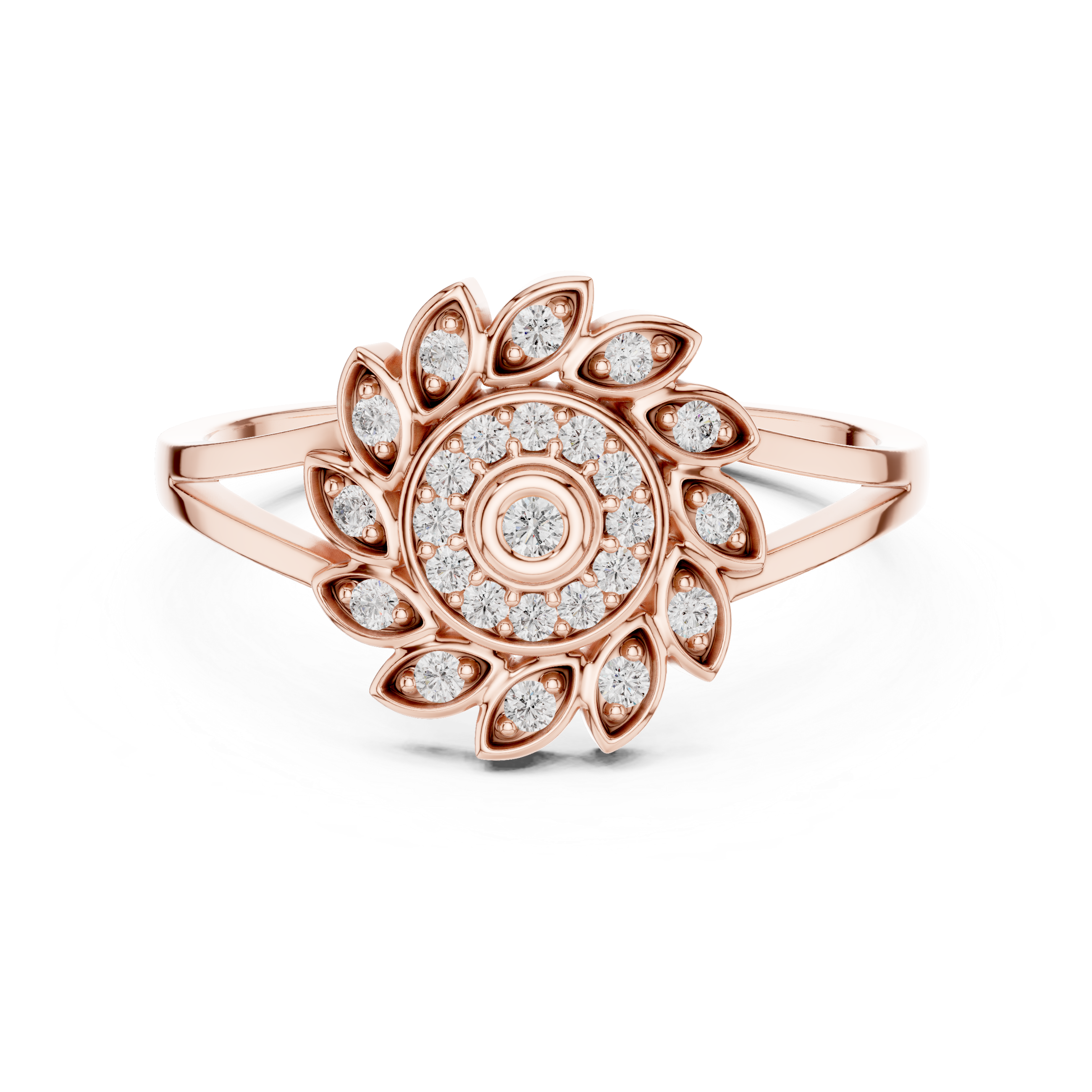 Sunflower Halo Diamond Ring