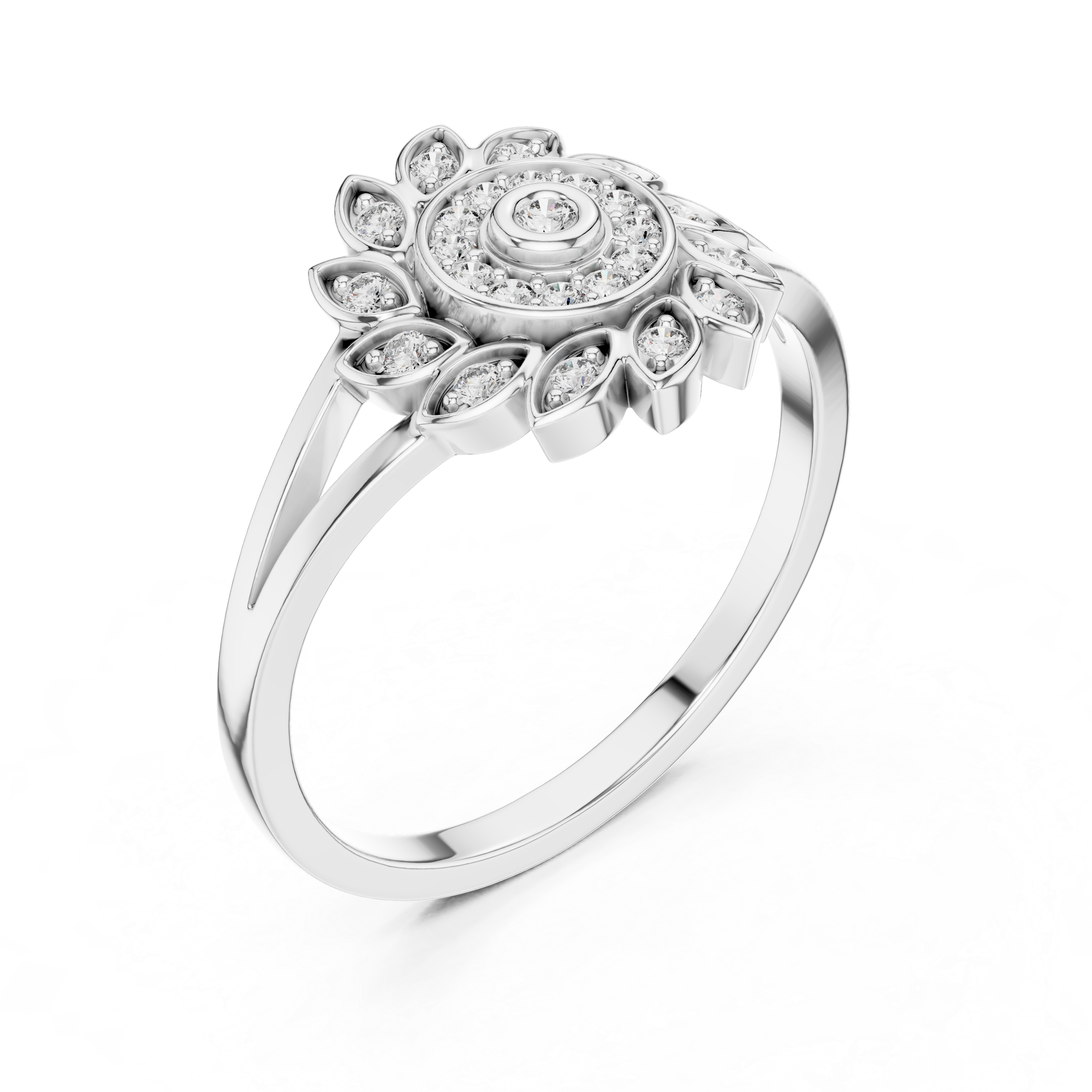 Sunflower Halo Diamond Ring