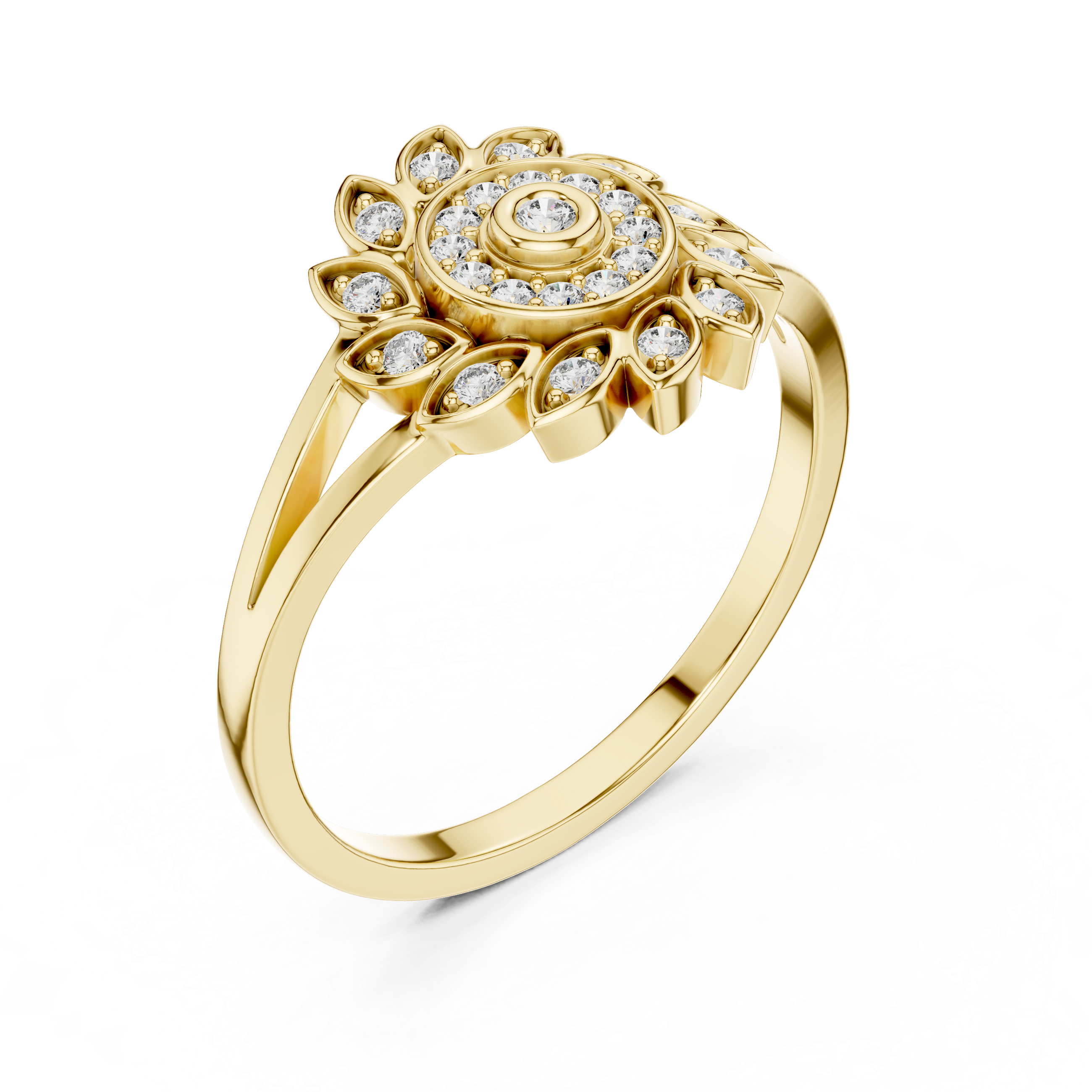 Sunflower Halo Diamond Ring