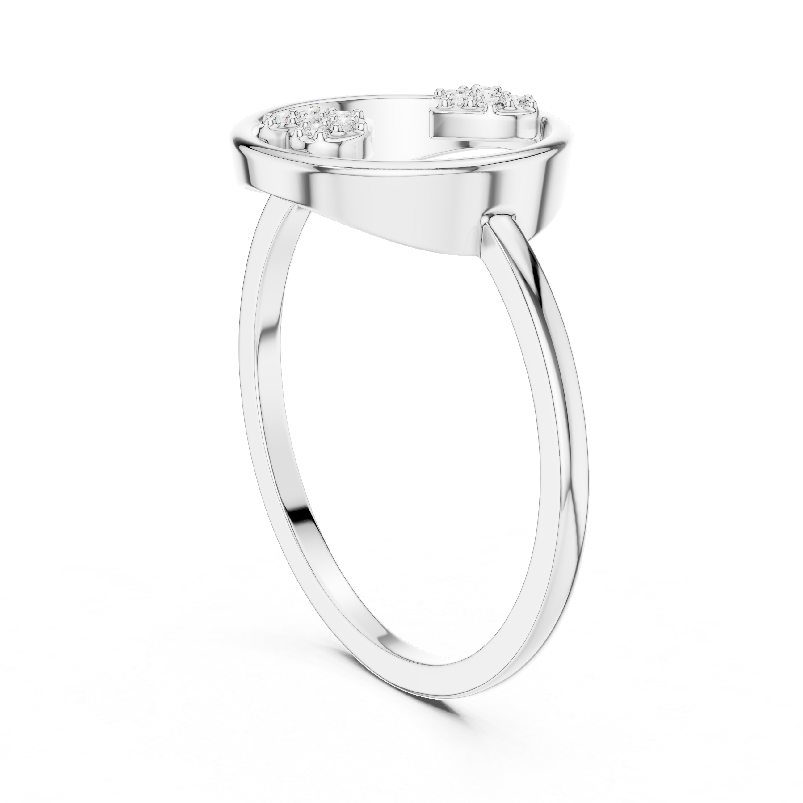 Open Circle Double Heart Diamond Ring