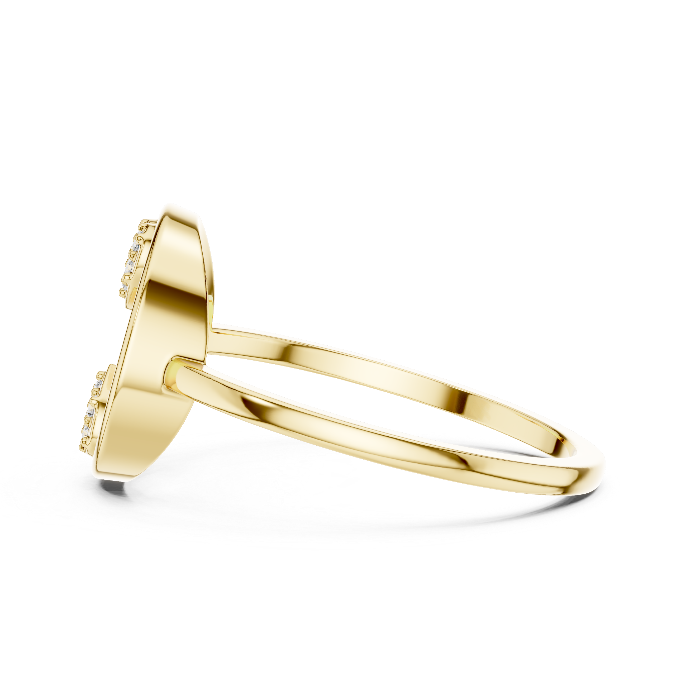 Open Circle Double Heart Diamond Ring