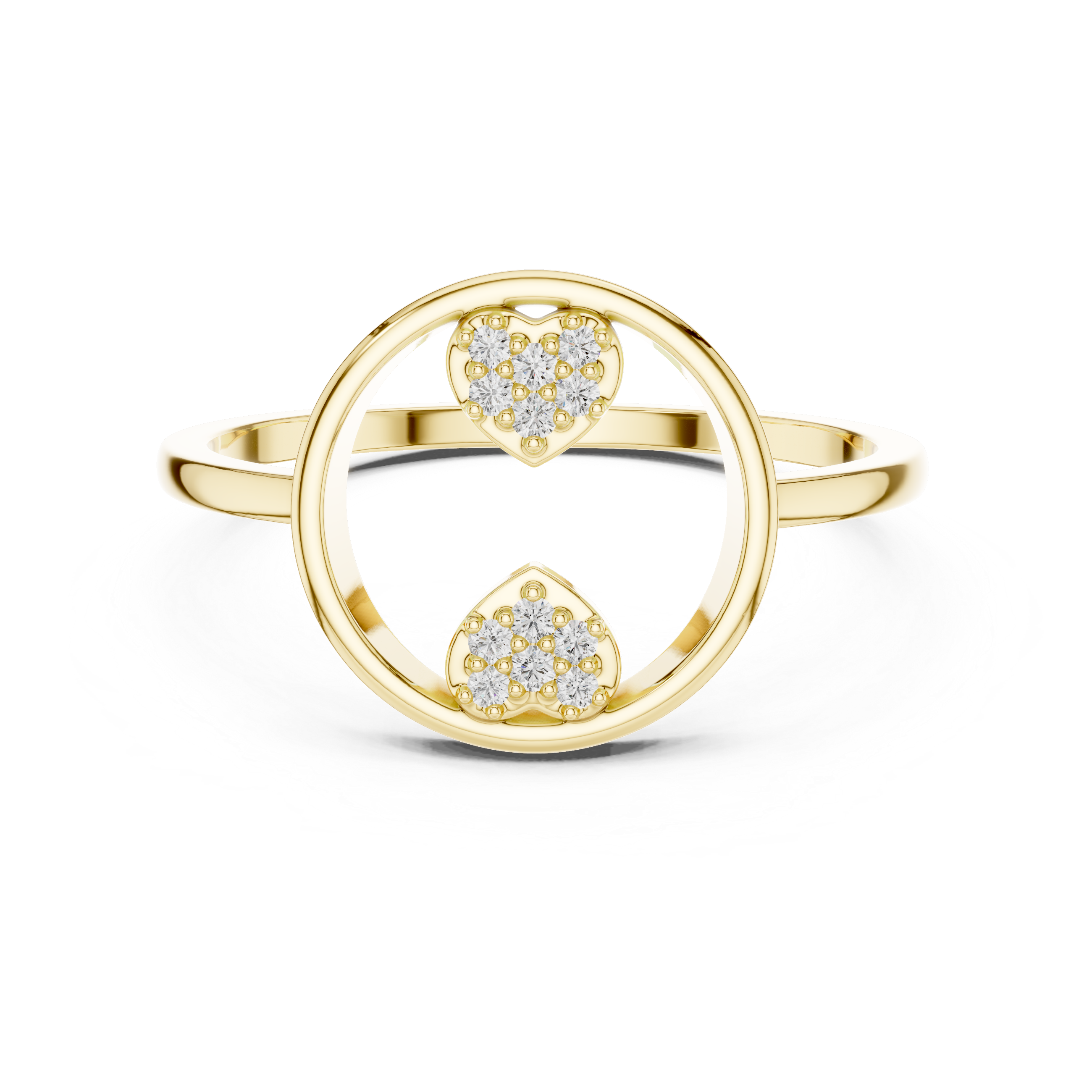 Open Circle Double Heart Diamond Ring
