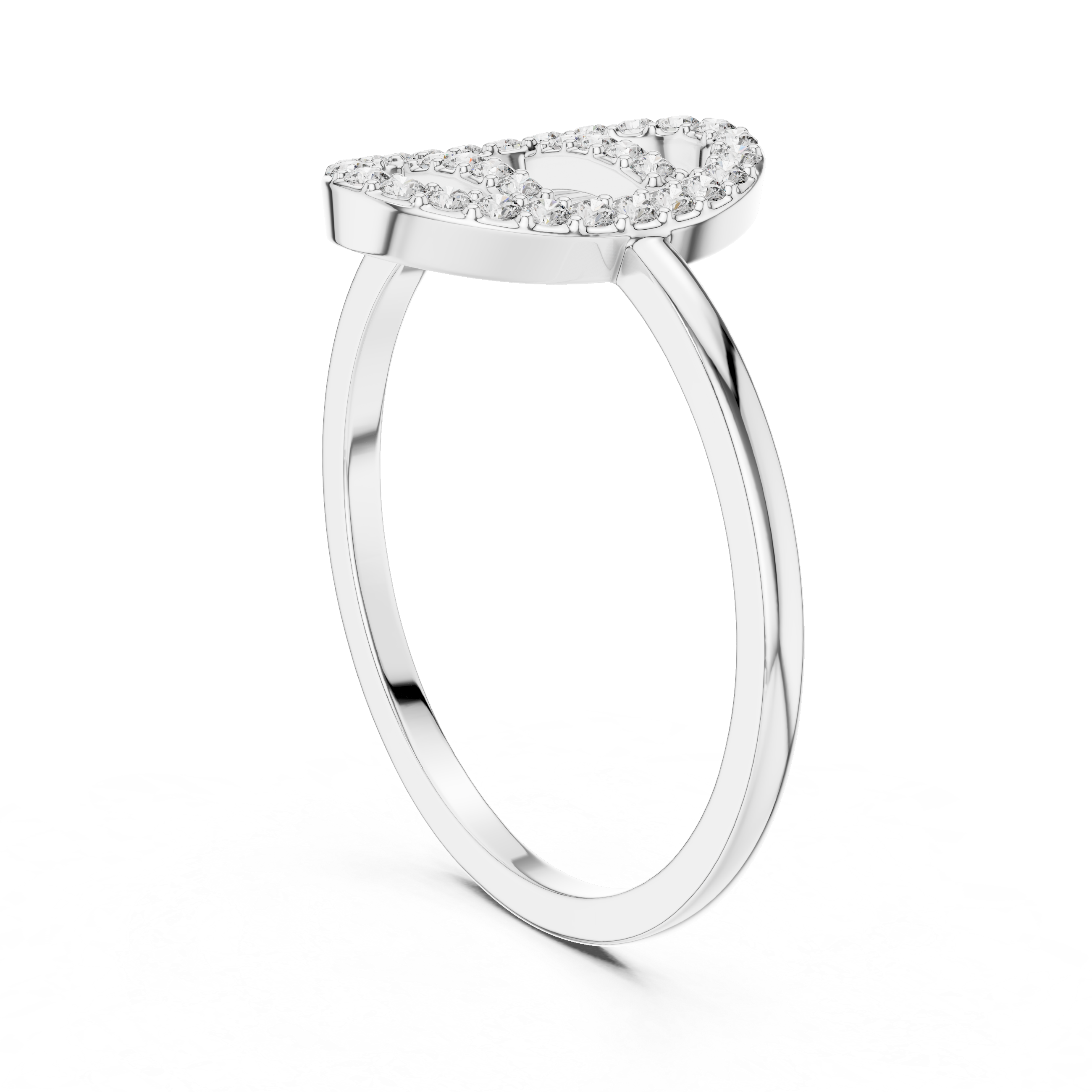 Oval Halo Diamond Ring – Open Center Double Bar Pavé Statement Ring