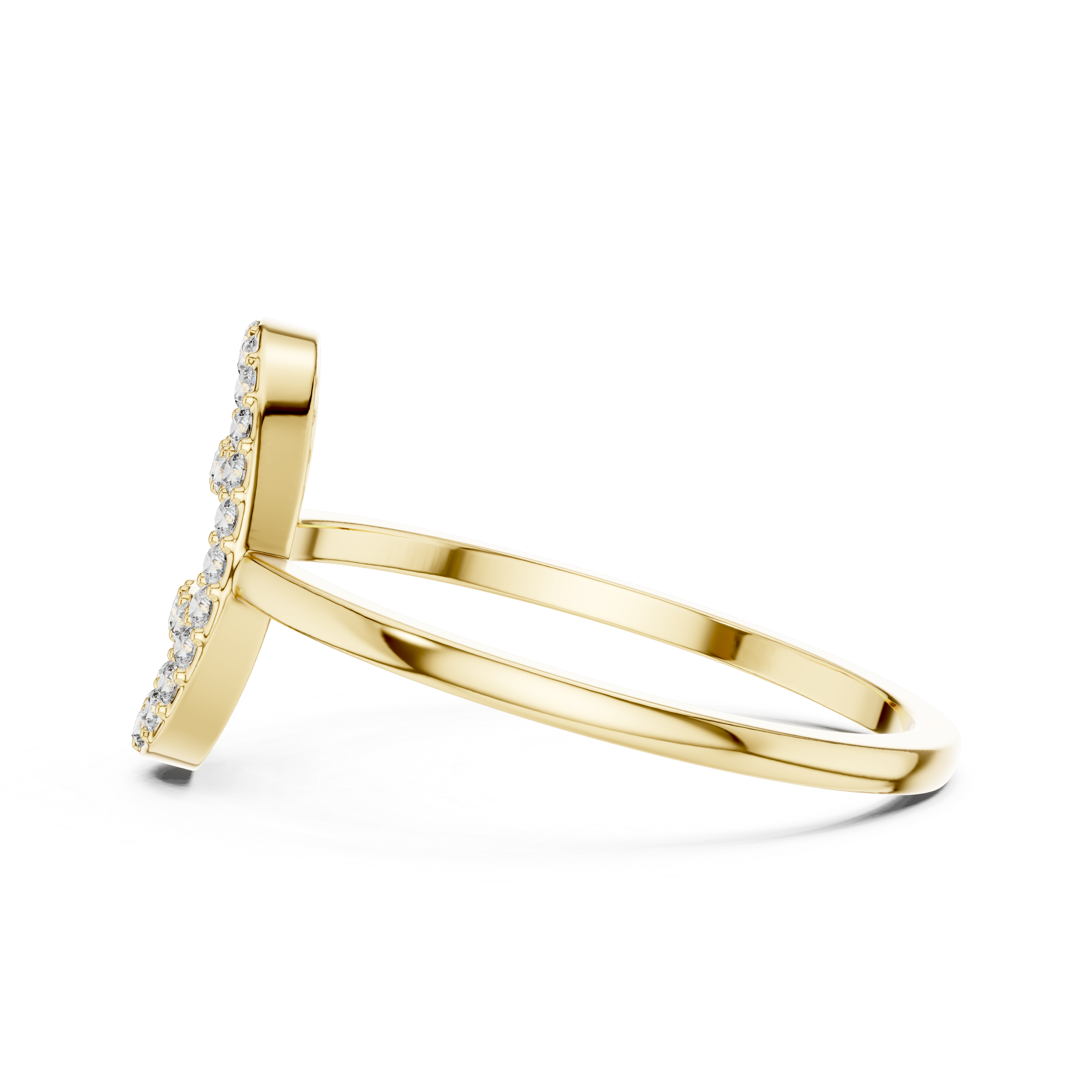 Oval Halo Diamond Ring – Open Center Double Bar Pavé Statement Ring