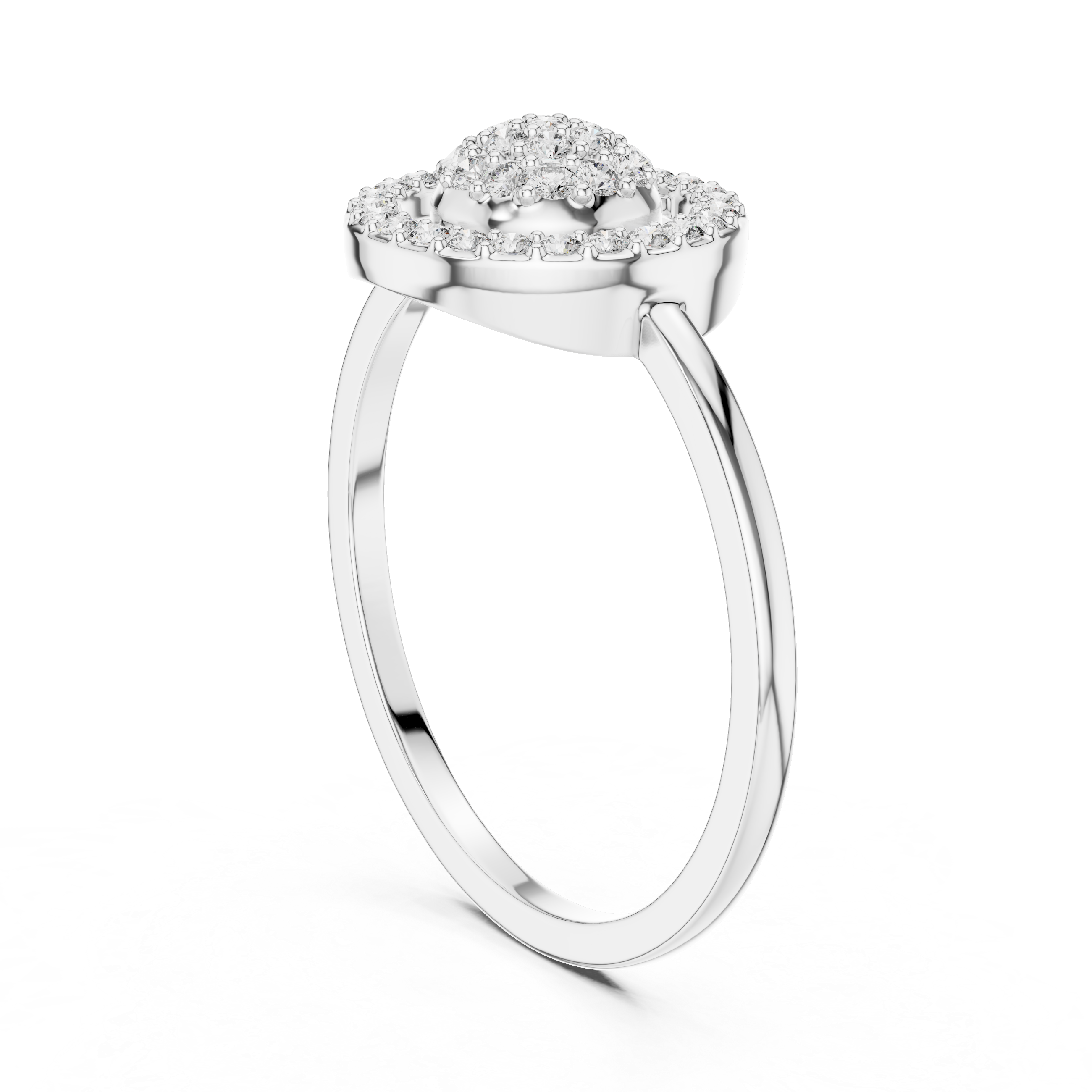 Round Diamond Cluster Halo Ring – Double Circle Pavé Diamond Statement Ring