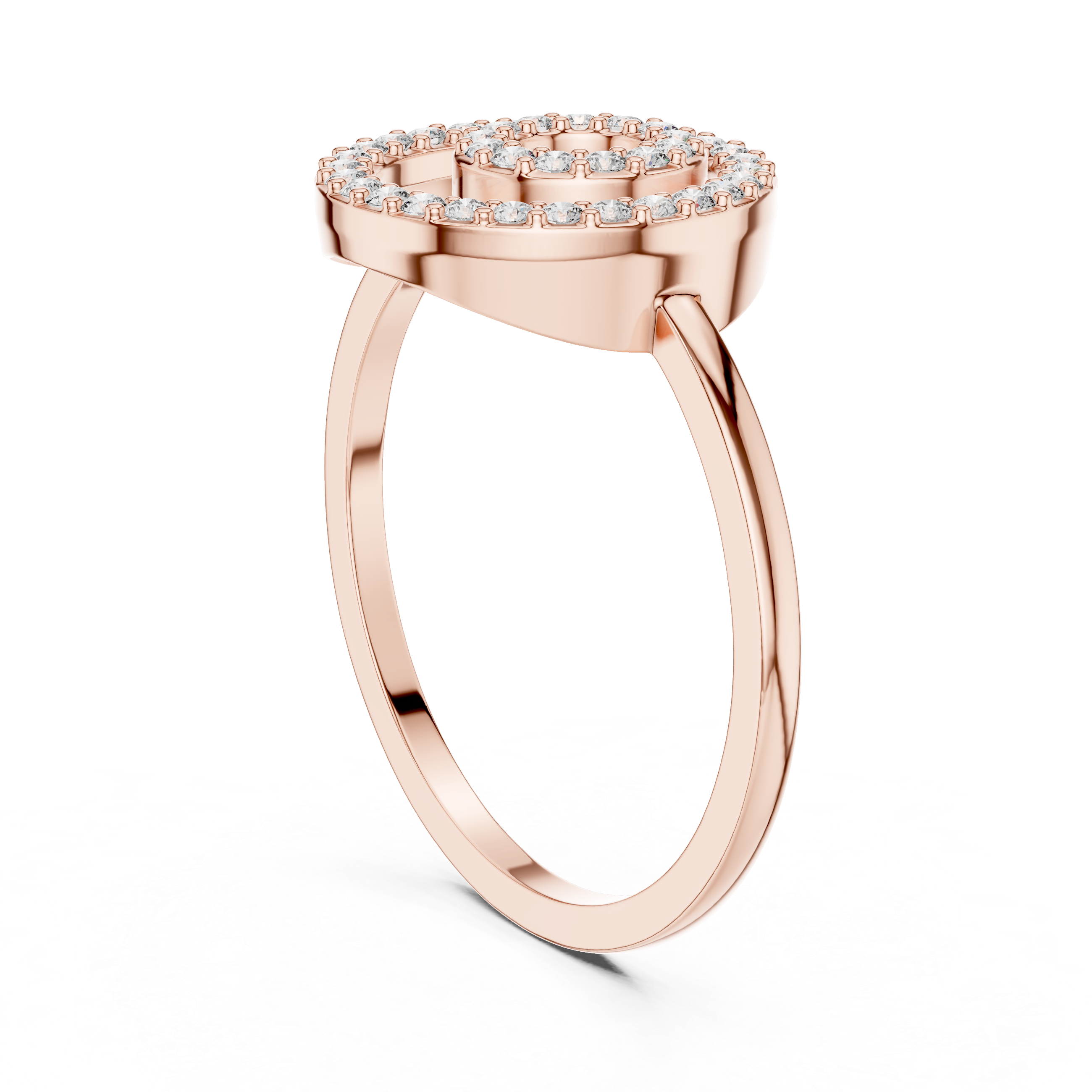 Double Circle Diamond Ring – Concentric Halo Pavé Diamond Statement Ring
