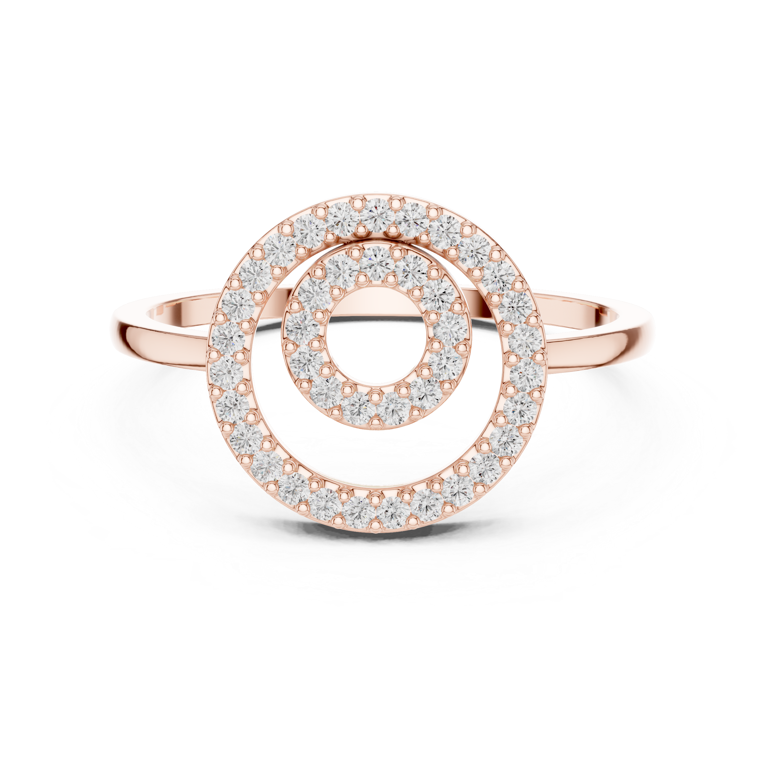 Double Circle Diamond Ring – Concentric Halo Pavé Diamond Statement Ring