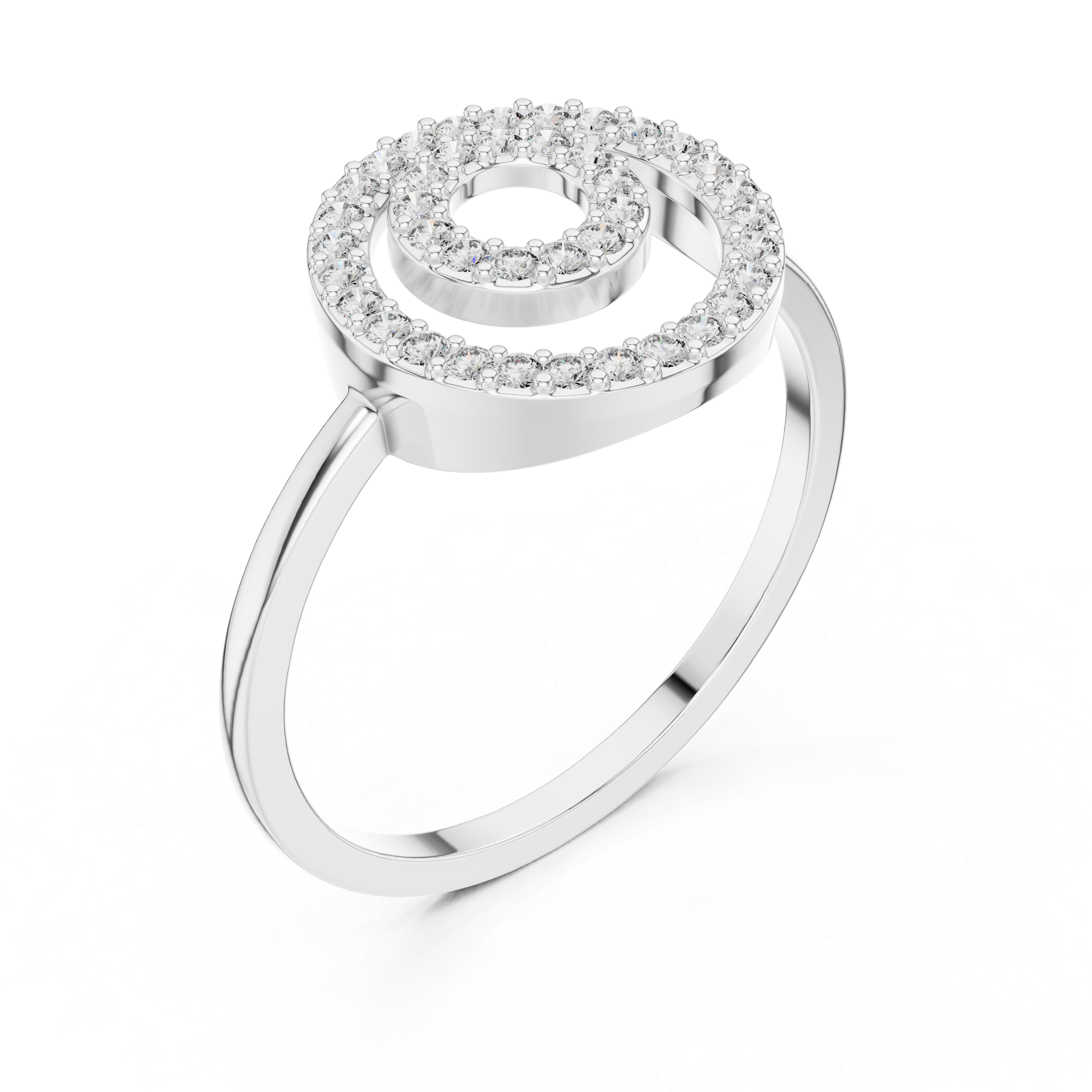 Double Circle Diamond Ring – Concentric Halo Pavé Diamond Statement Ring