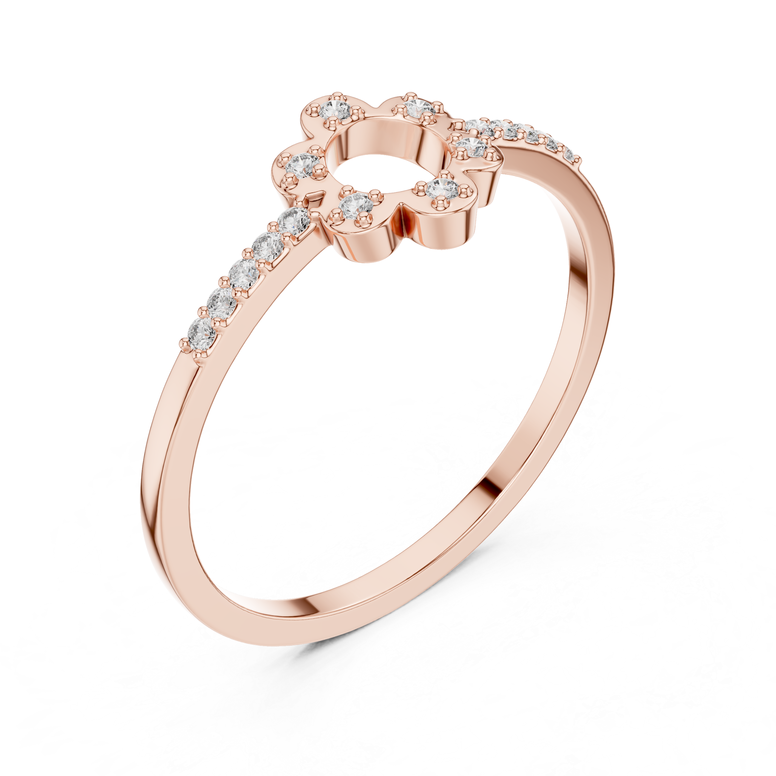 Floral Halo Diamond Ring – Open Circle Flower Diamond Ring for Women