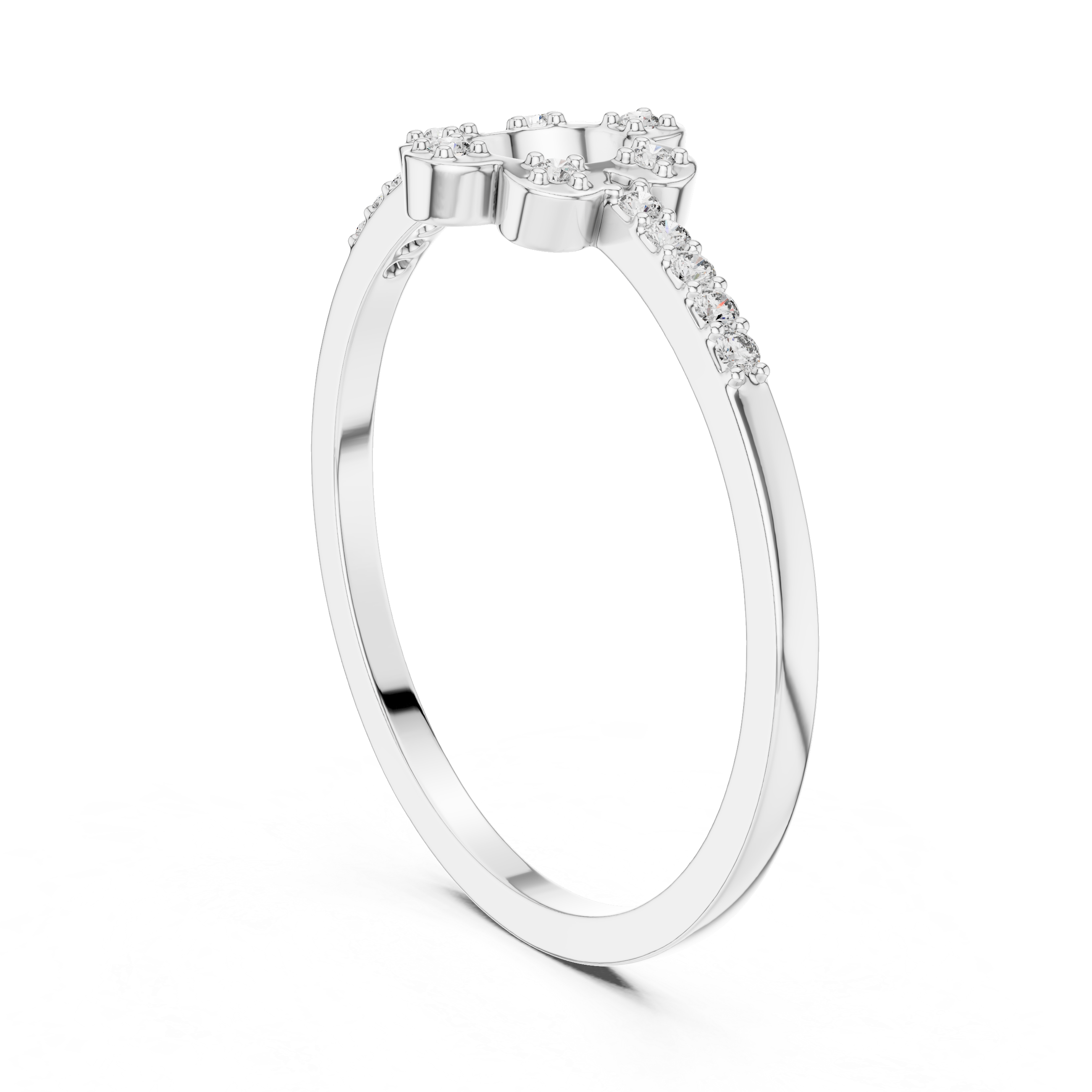 Floral Halo Diamond Ring – Open Circle Flower Diamond Ring for Women