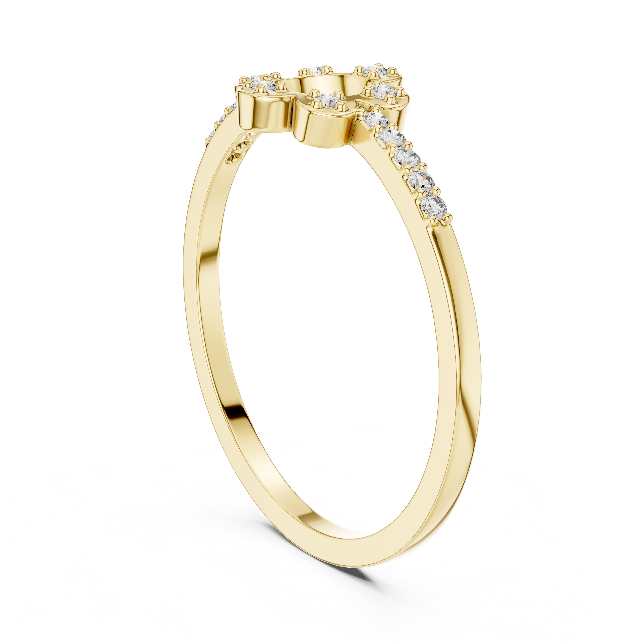 Floral Halo Diamond Ring – Open Circle Flower Diamond Ring for Women