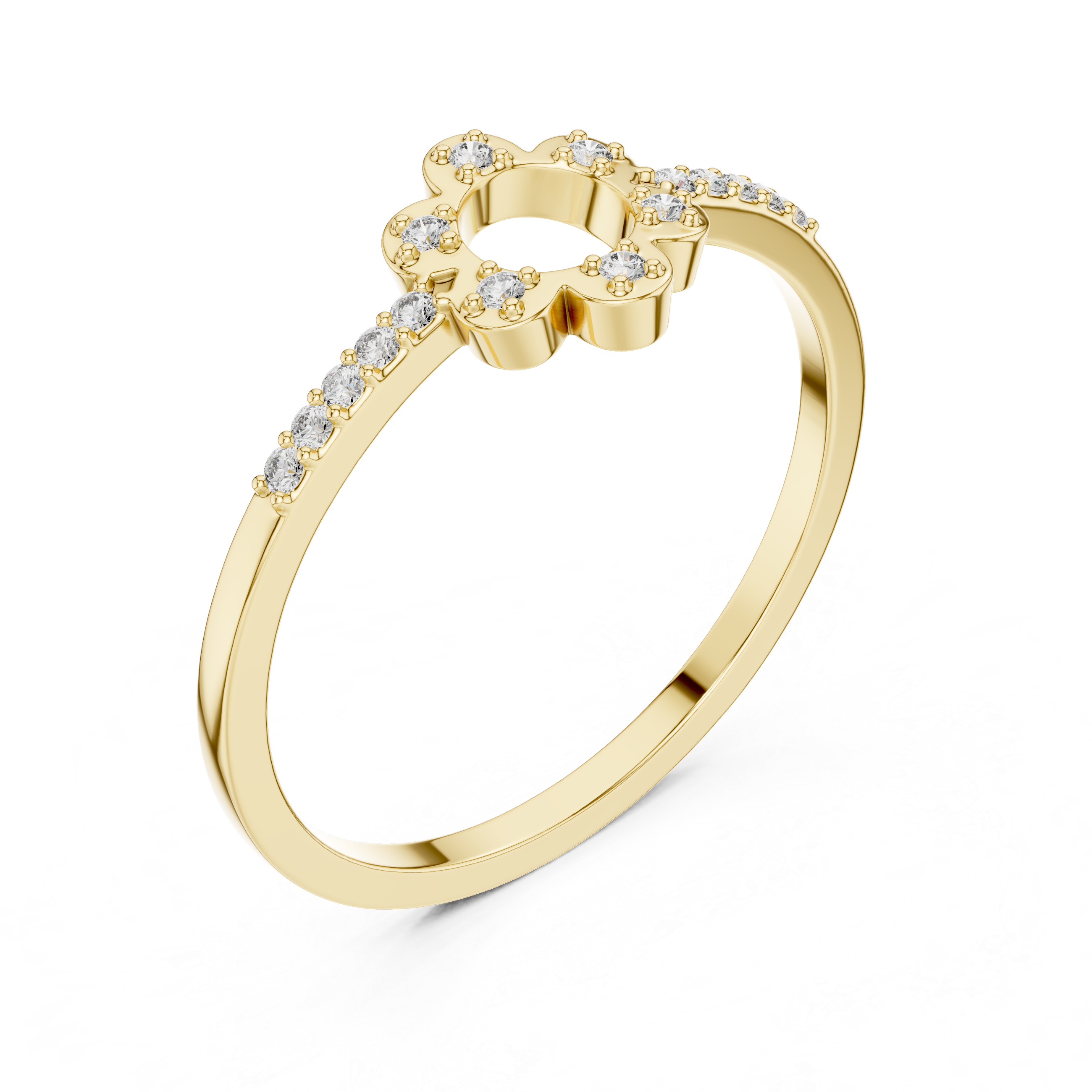 Floral Halo Diamond Ring – Open Circle Flower Diamond Ring for Women