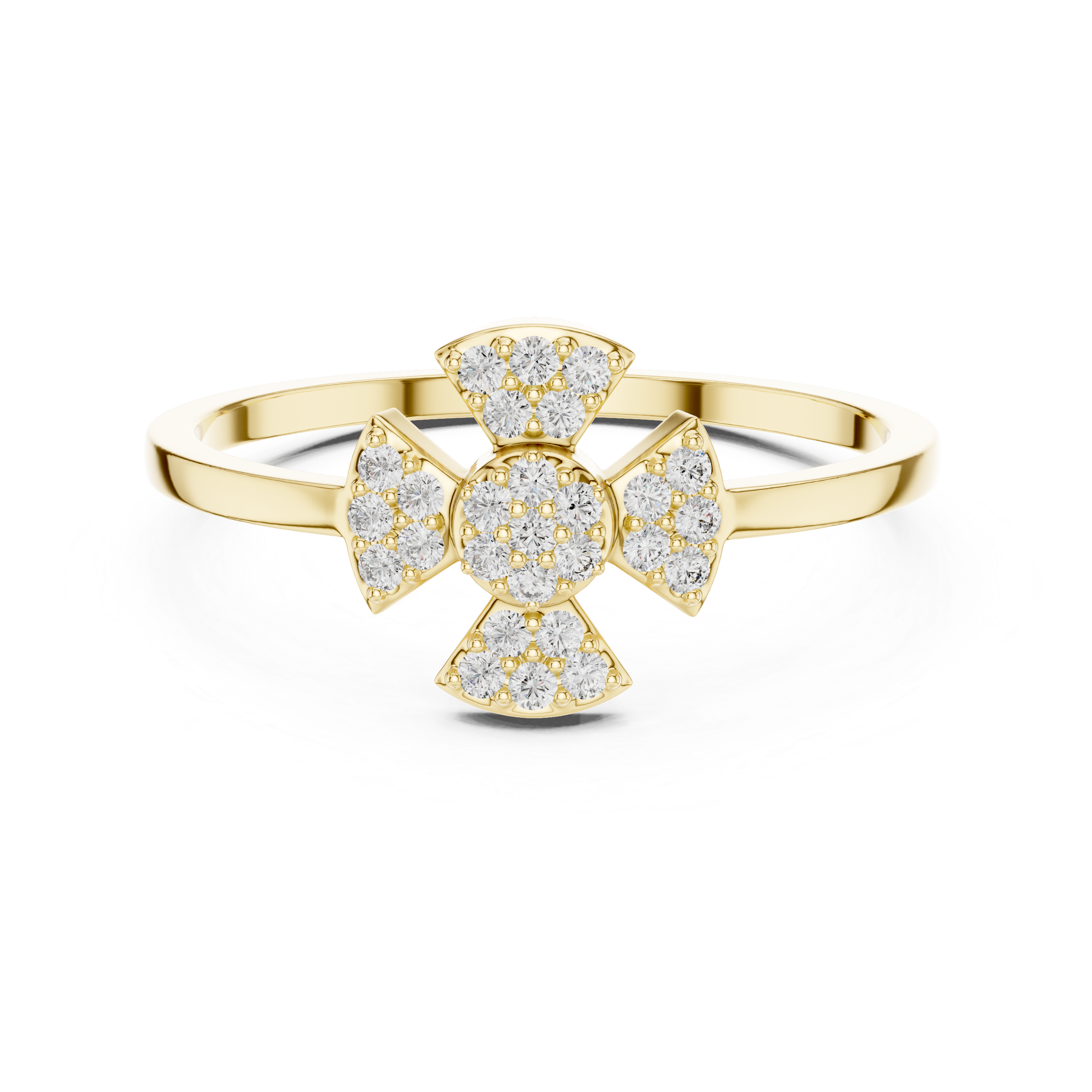 Diamond Cross Cluster Ring – Minimalist Pavé Cross Ring for Women
