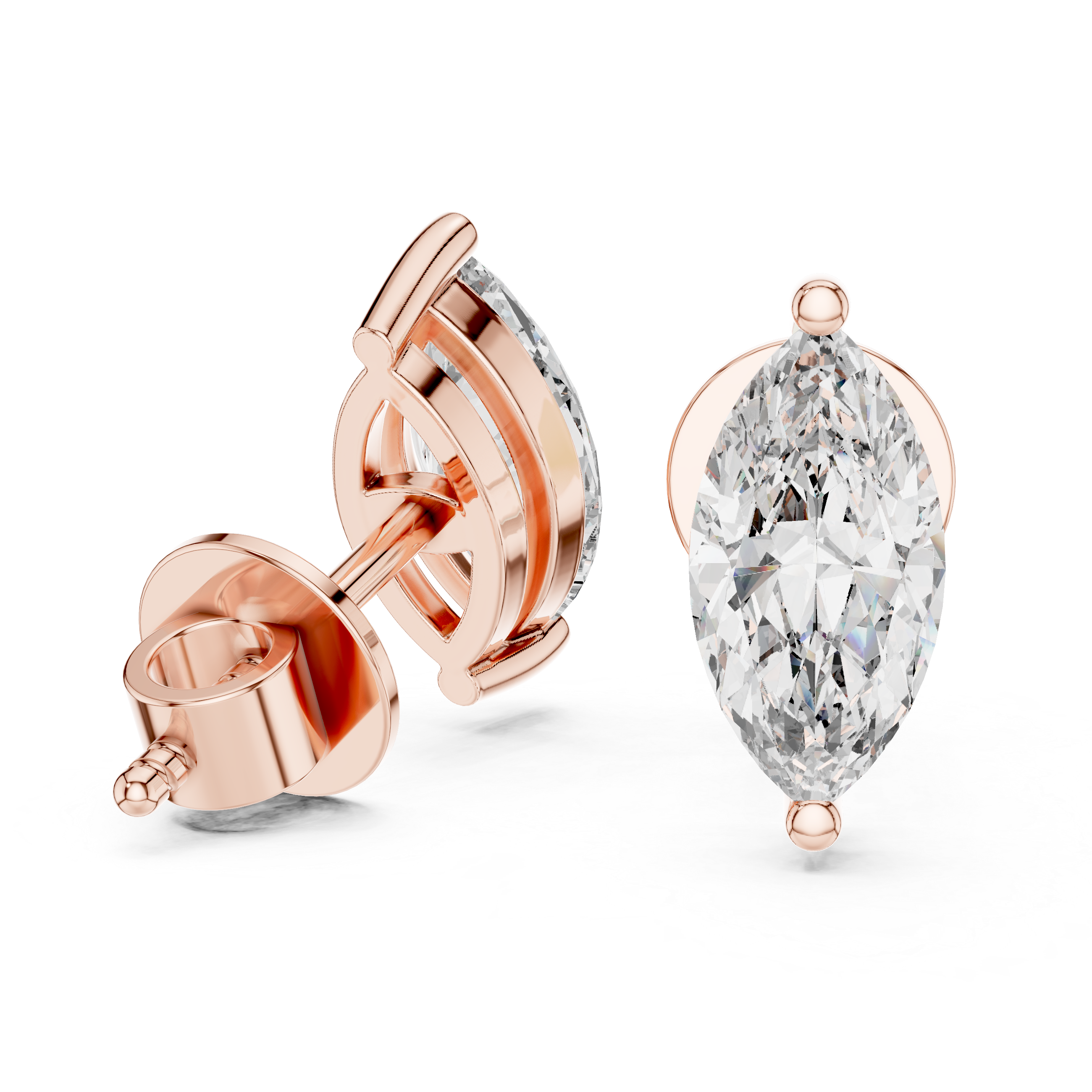 Marquise Cut Solitaire Stud Earrings – Elegant & Timeless Design
