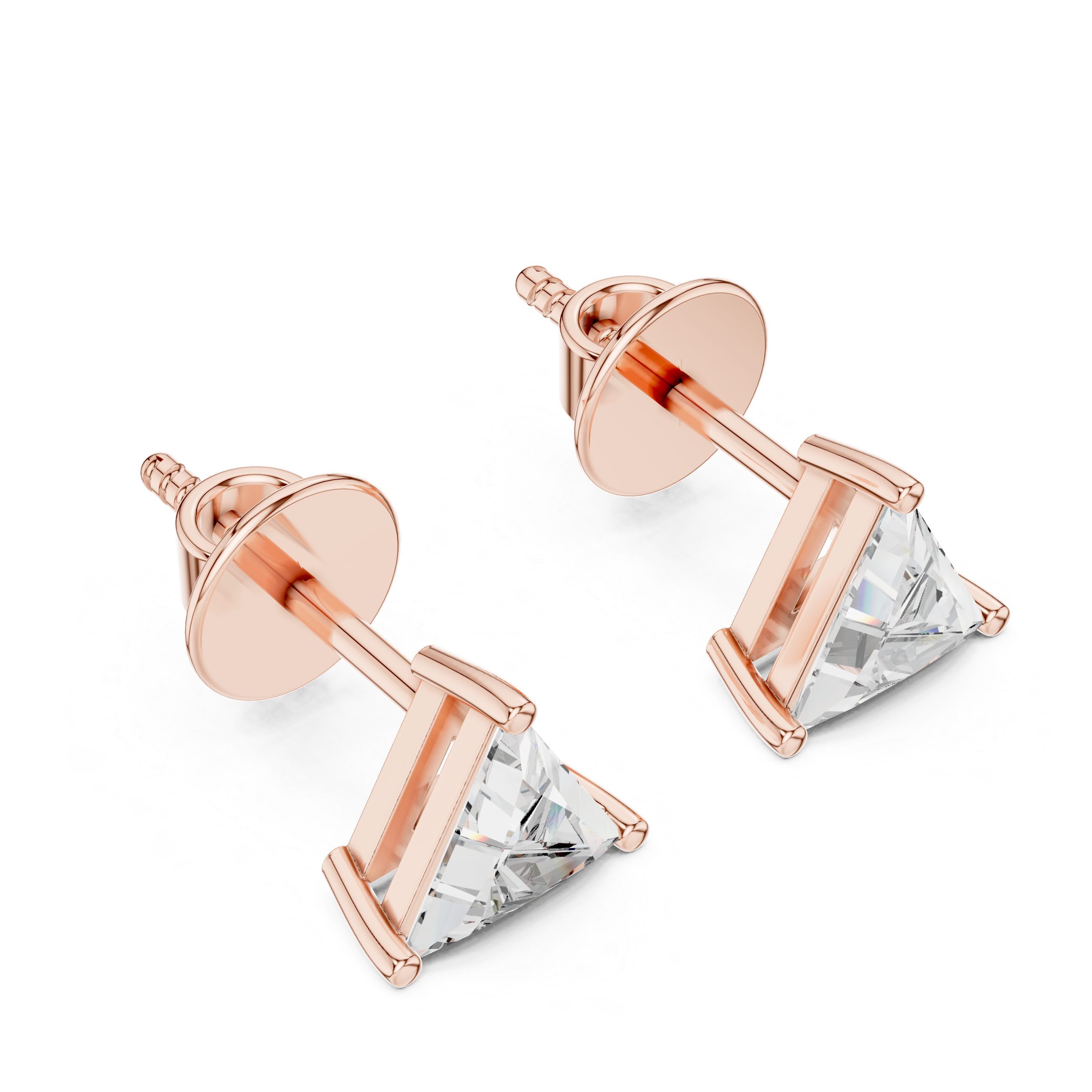 Triangle Cut Solitaire Stud Earrings – Modern & Minimal Geometric Design