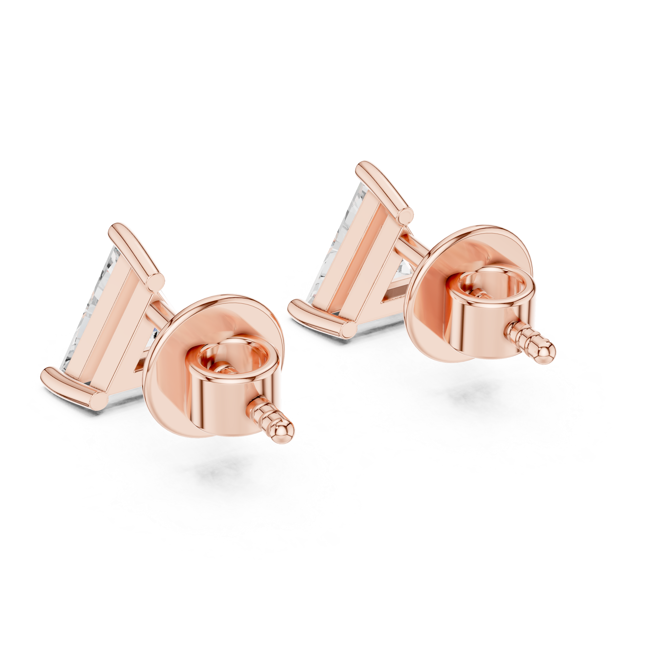 Triangle Cut Solitaire Stud Earrings – Modern & Minimal Geometric Design
