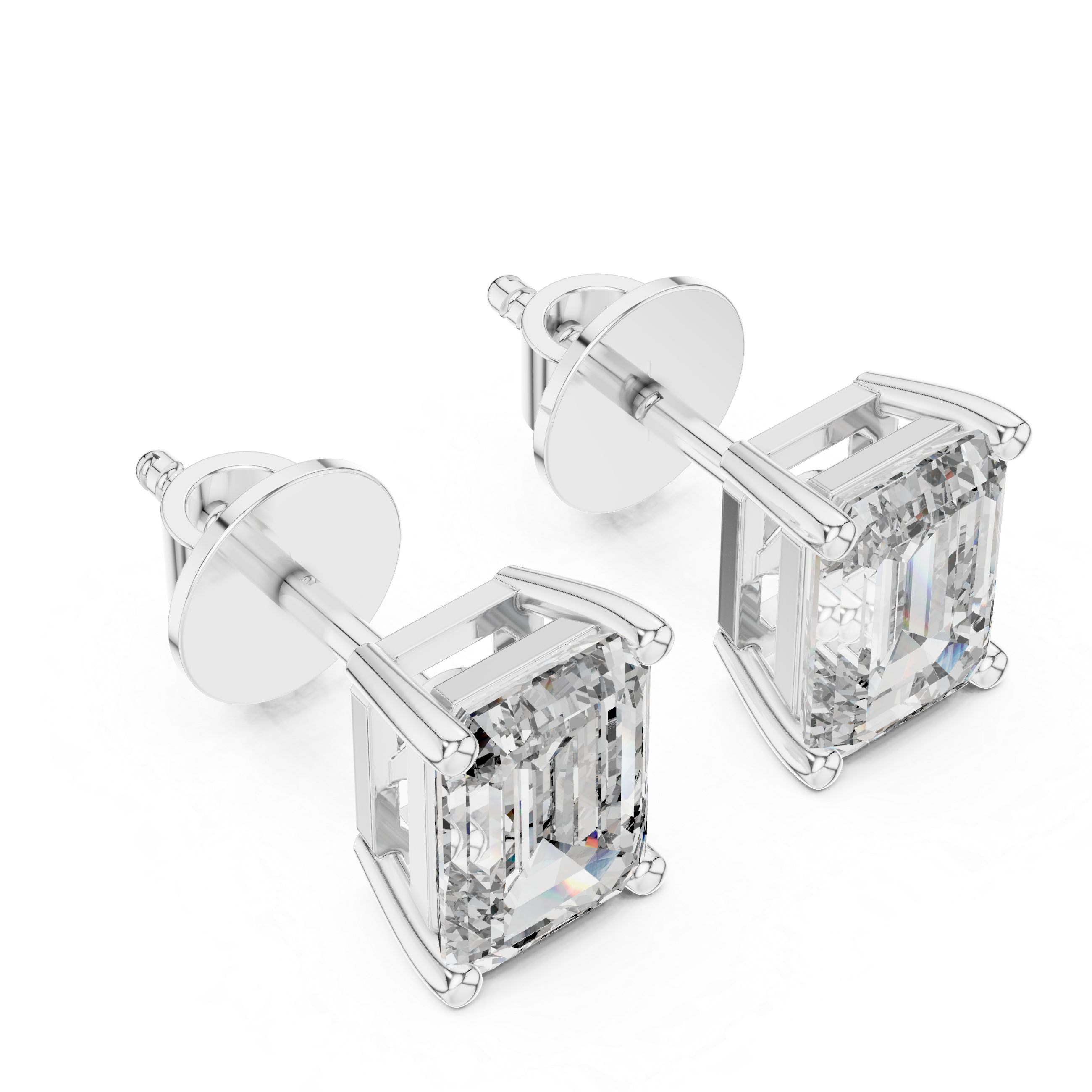 Emerald Cut Solitaire Stud Earrings – Minimal & Timeless Elegance