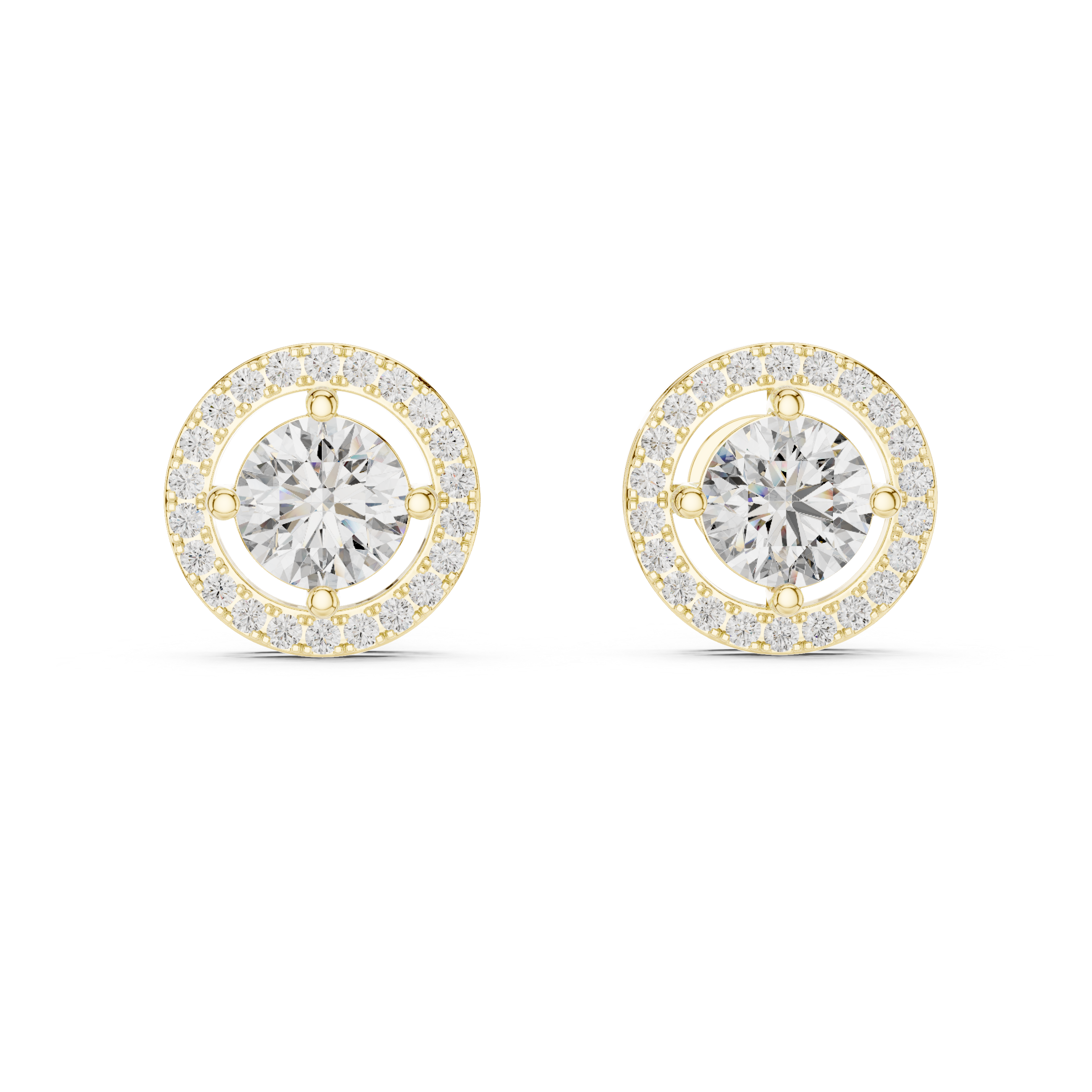 Classic Halo Round Diamond Stud Earrings – Timeless Brilliance