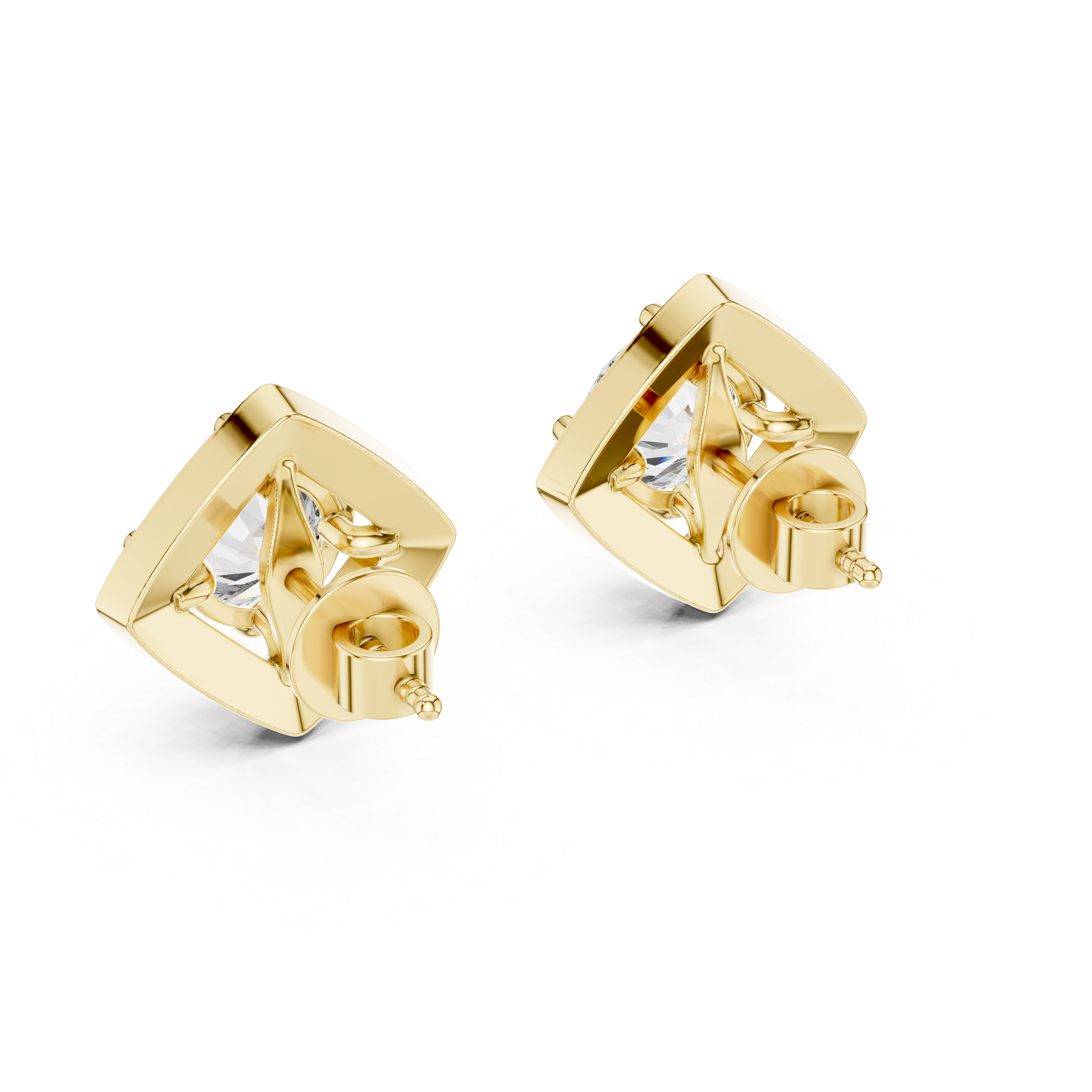Square Halo Diamond Stud Earrings