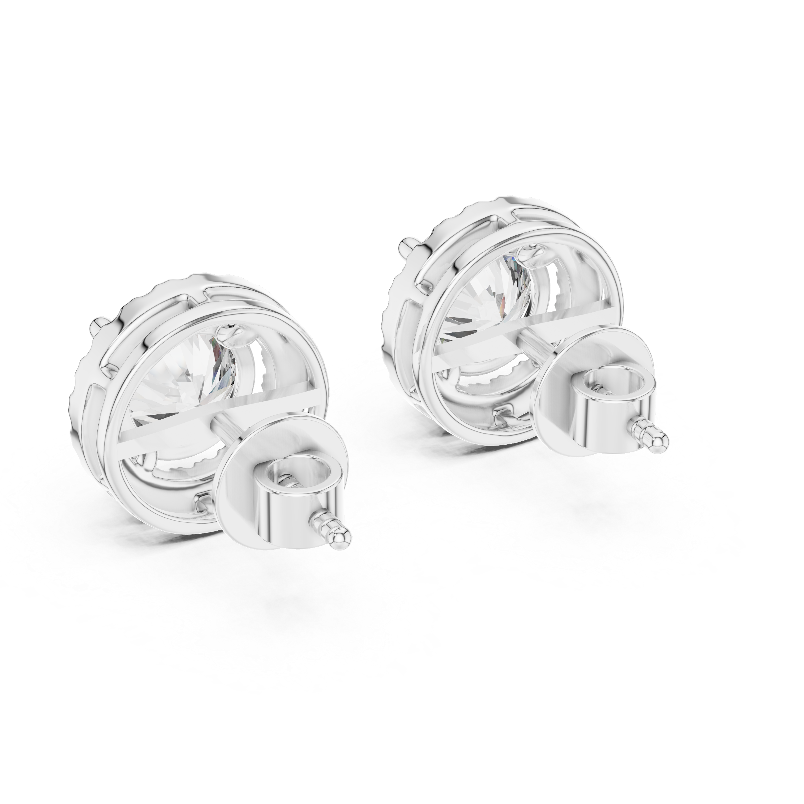 Round Halo Diamond Stud Earrings