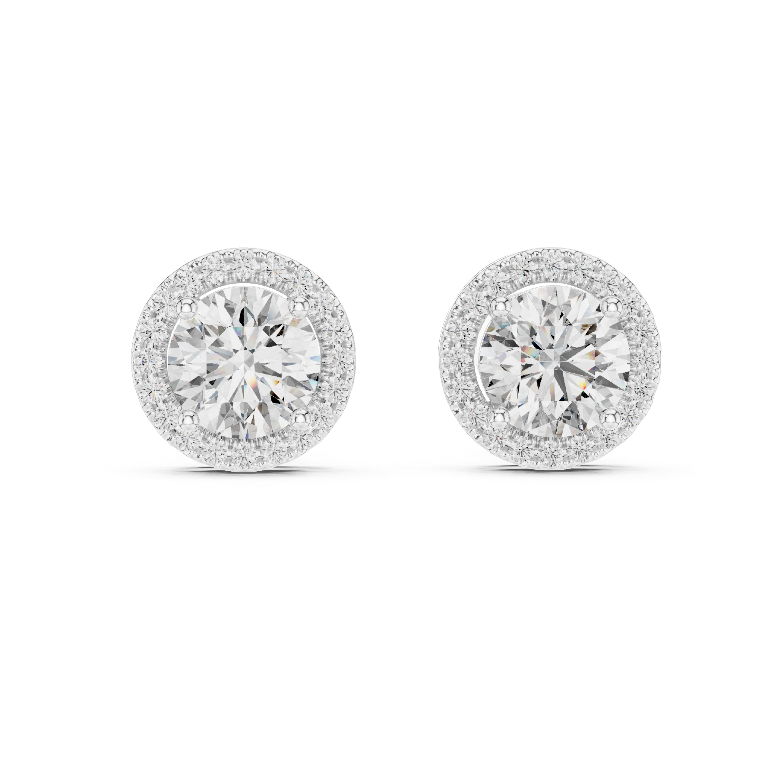 Round Halo Diamond Stud Earrings
