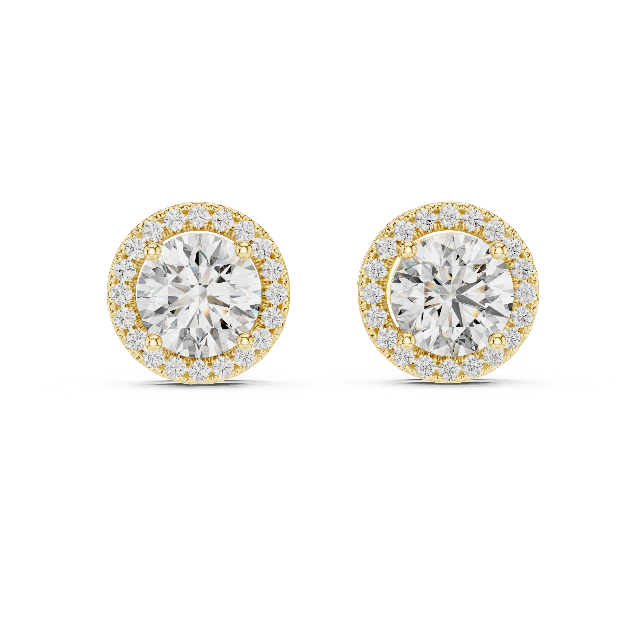 Round Halo Diamond Stud Earrings