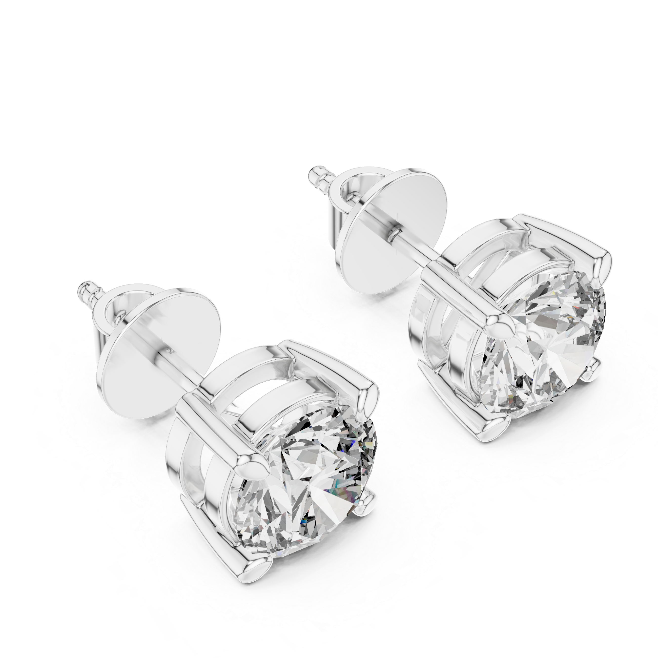 Classic Round Solitaire Stud Earrings