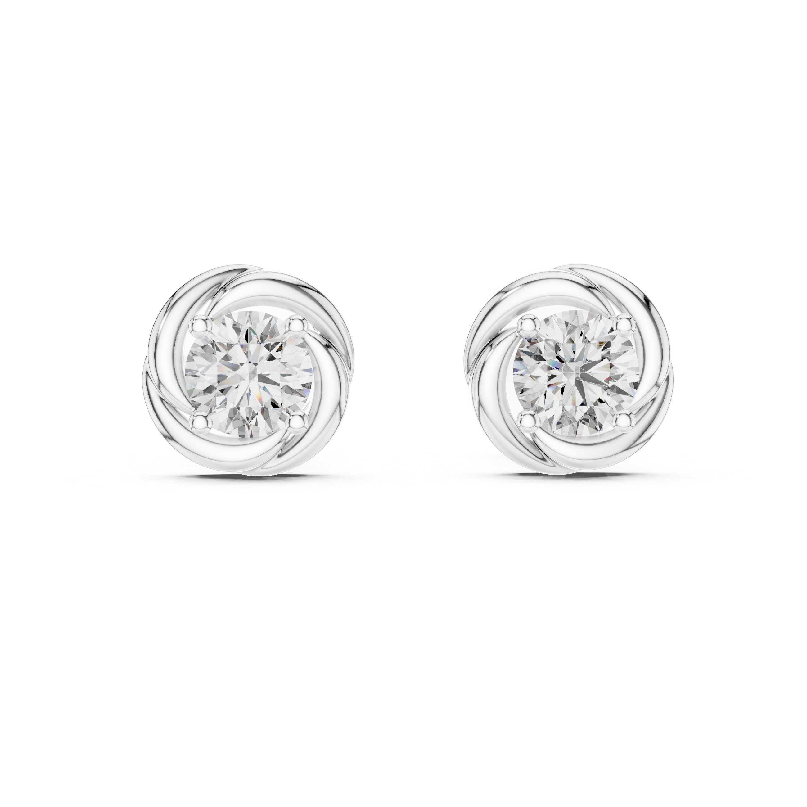 Twisted Halo Round Diamond Stud Earrings