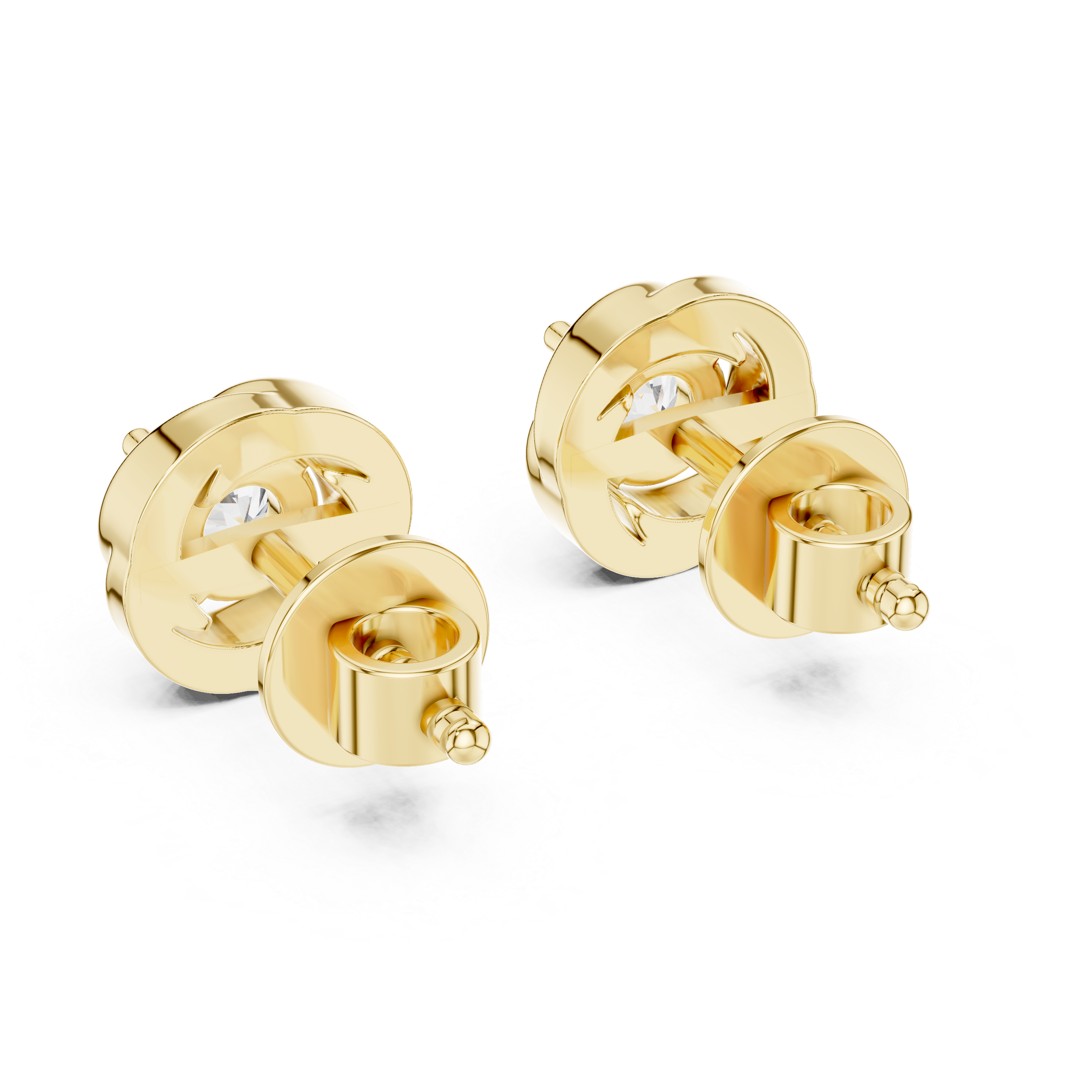 Twisted Halo Round Diamond Stud Earrings
