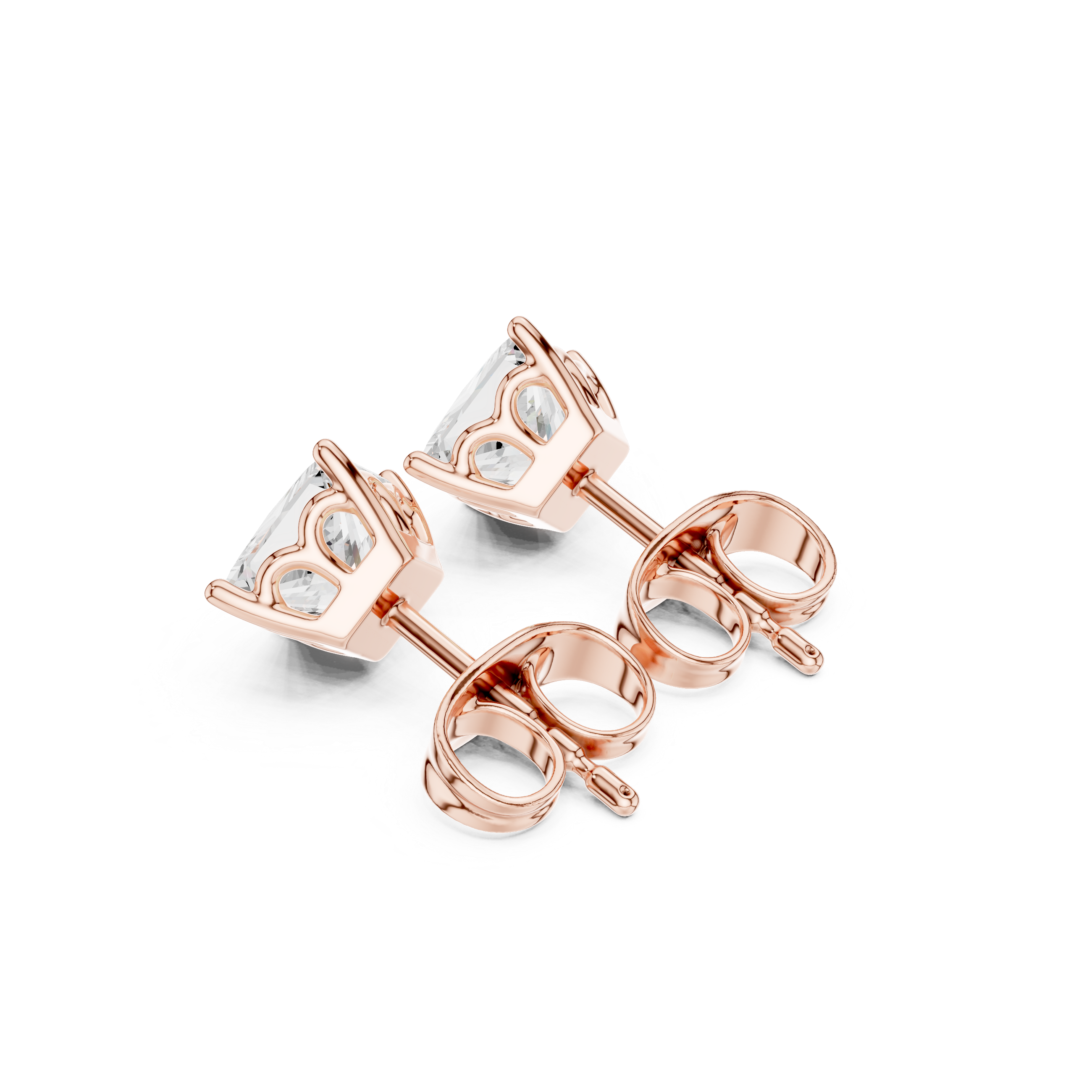 Princess Cut Diamond Stud Earrings in Classic Four-Prong Setting