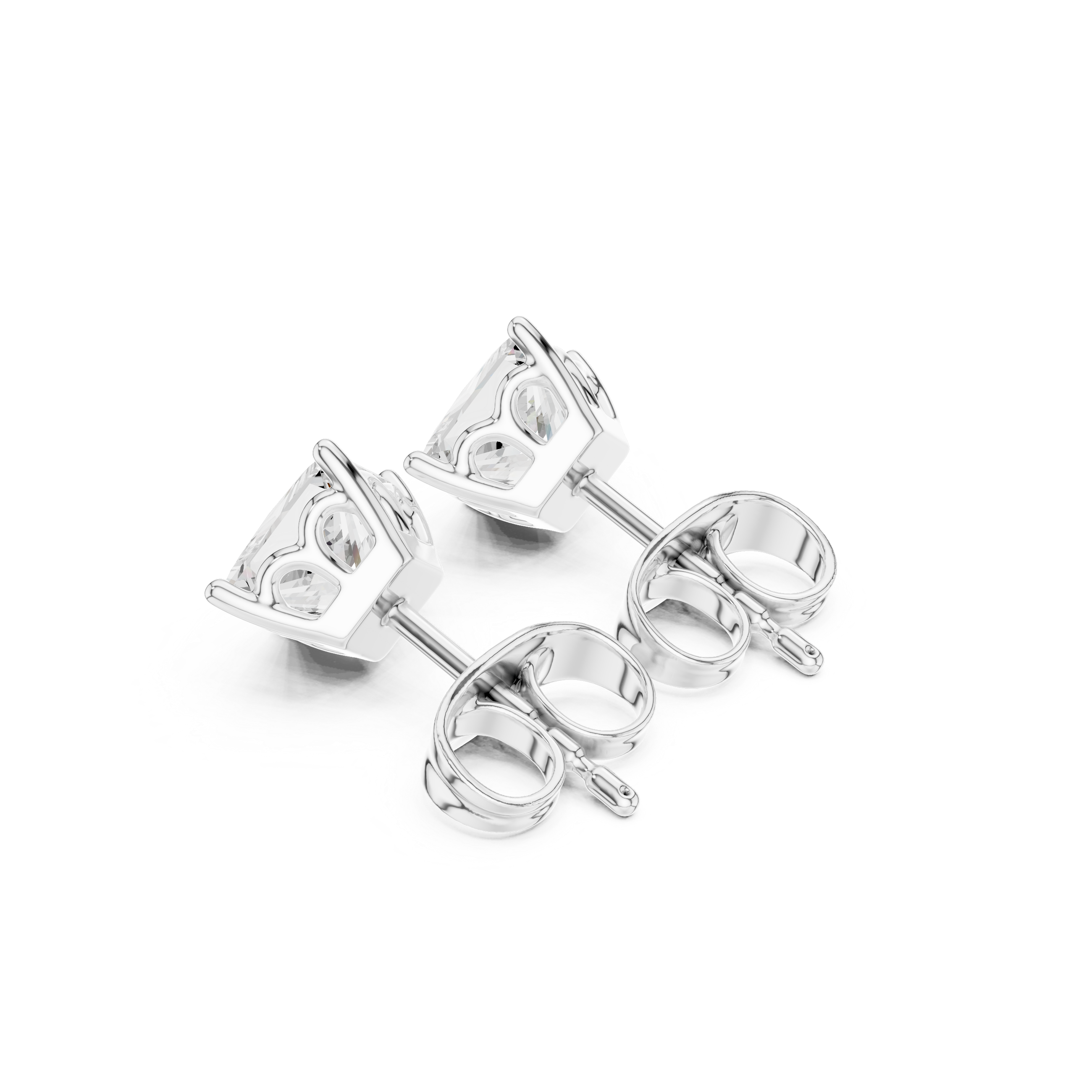 Princess Cut Diamond Stud Earrings in Classic Four-Prong Setting