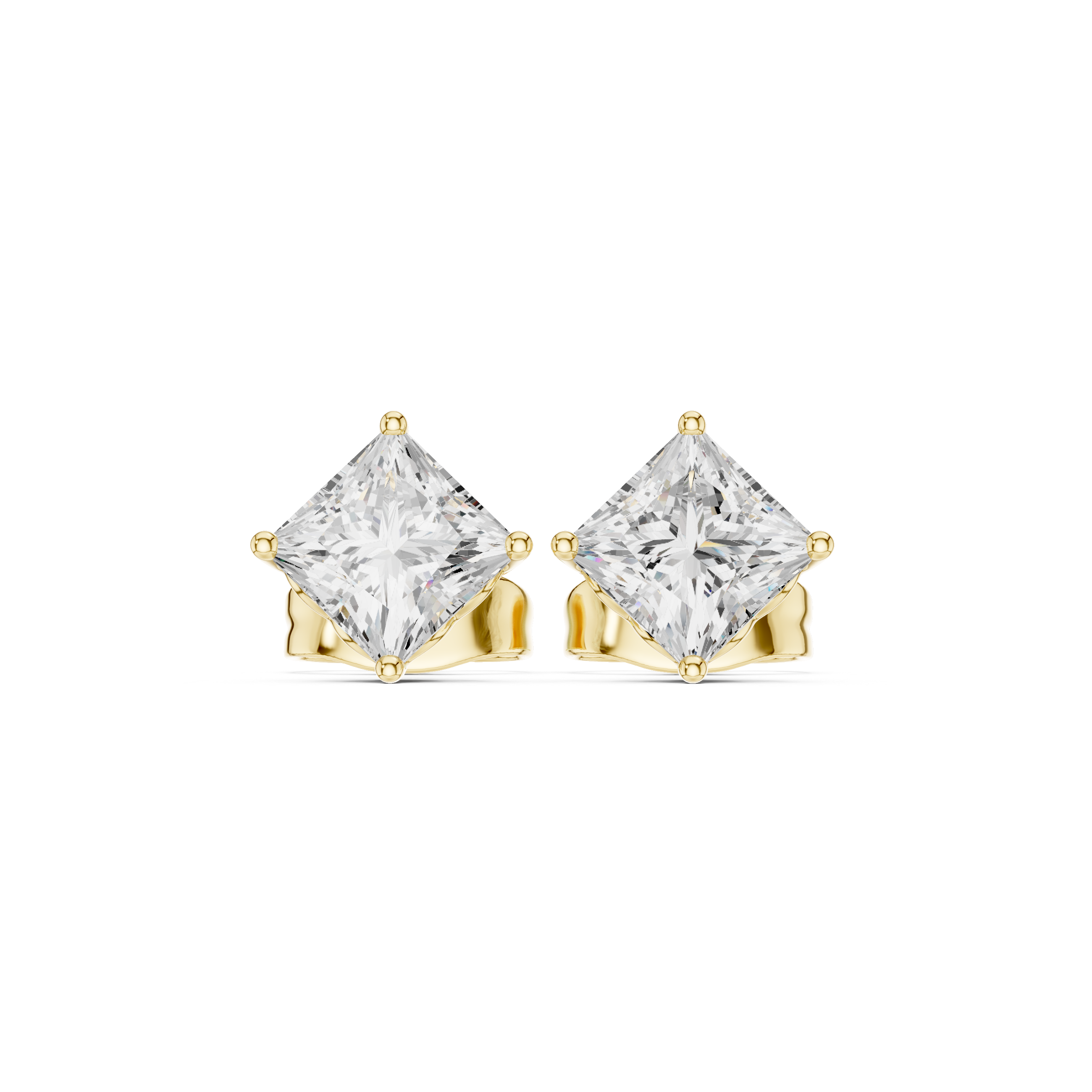 Princess Cut Diamond Stud Earrings in Classic Four-Prong Setting