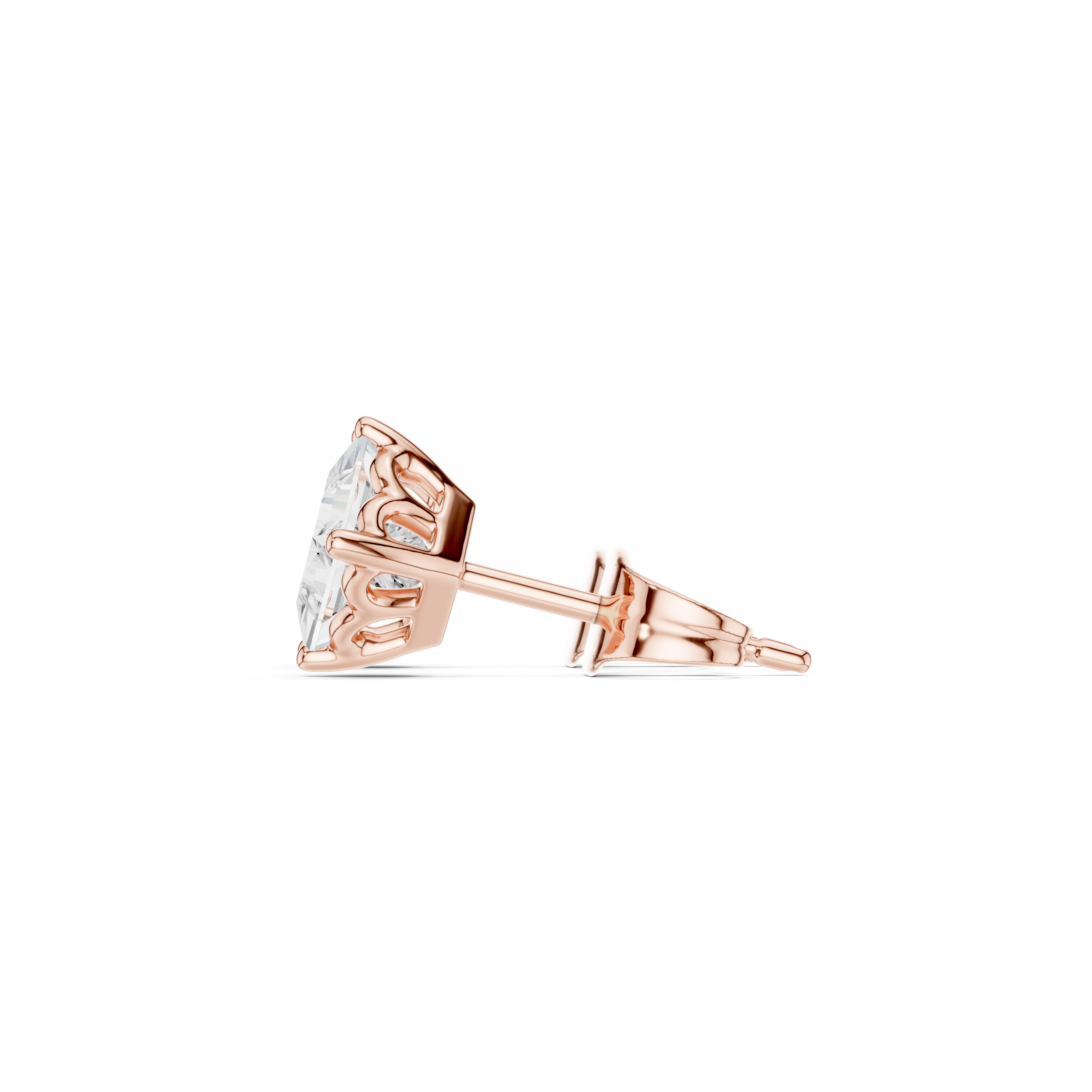 Princess Cut Diamond Stud Earrings with Minimal Prong Setting