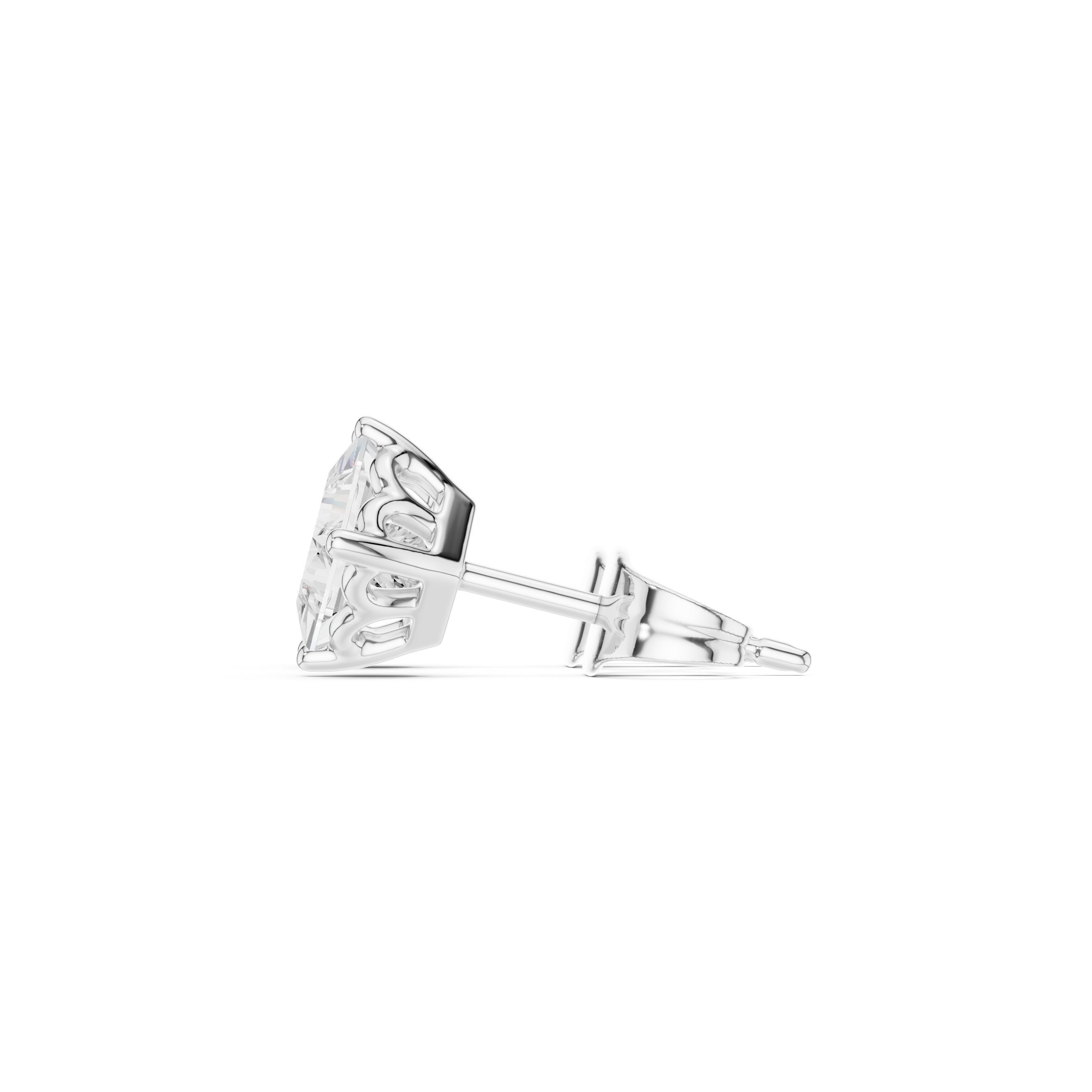 Princess Cut Diamond Stud Earrings with Minimal Prong Setting