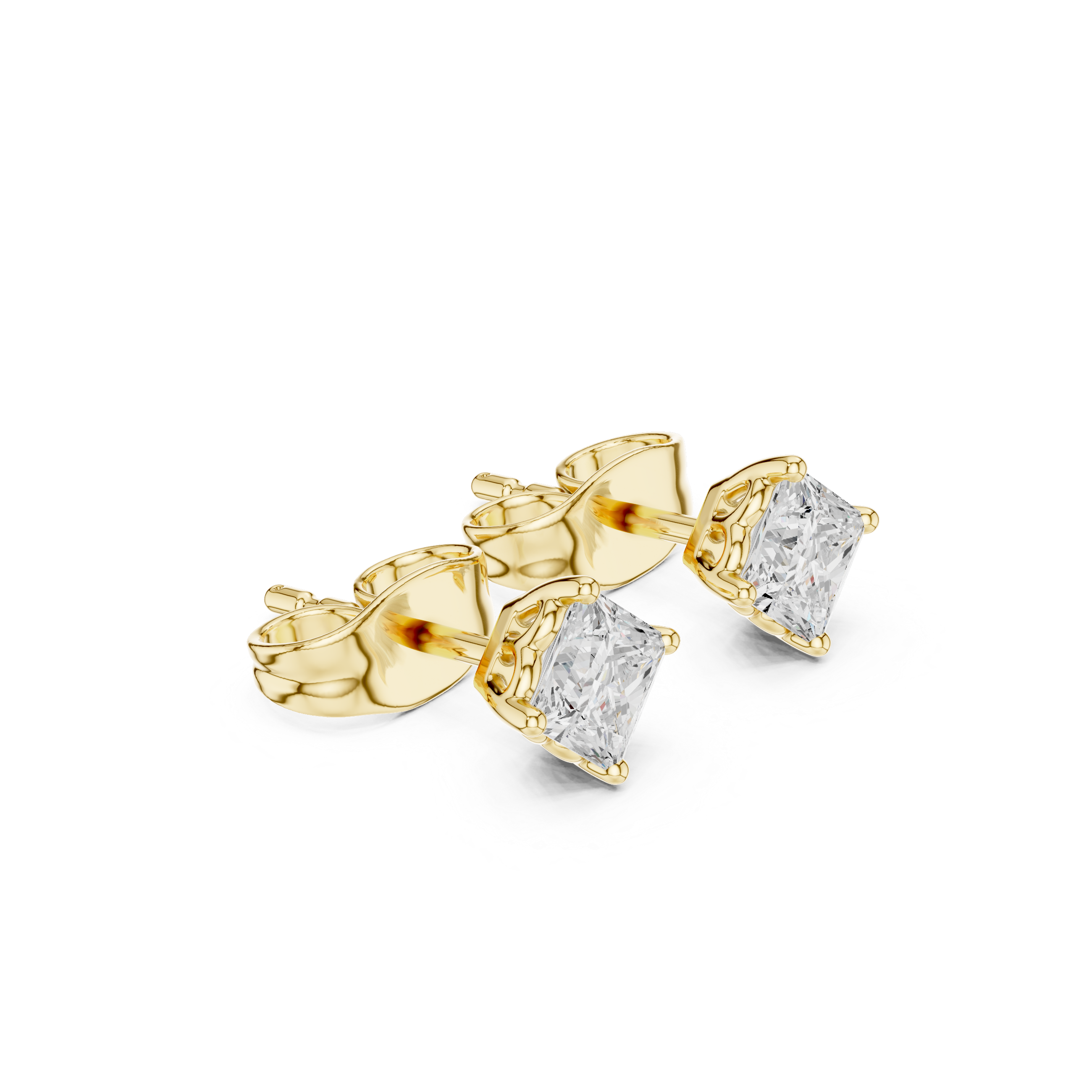 Princess Cut Diamond Stud Earrings in Classic Prong Setting