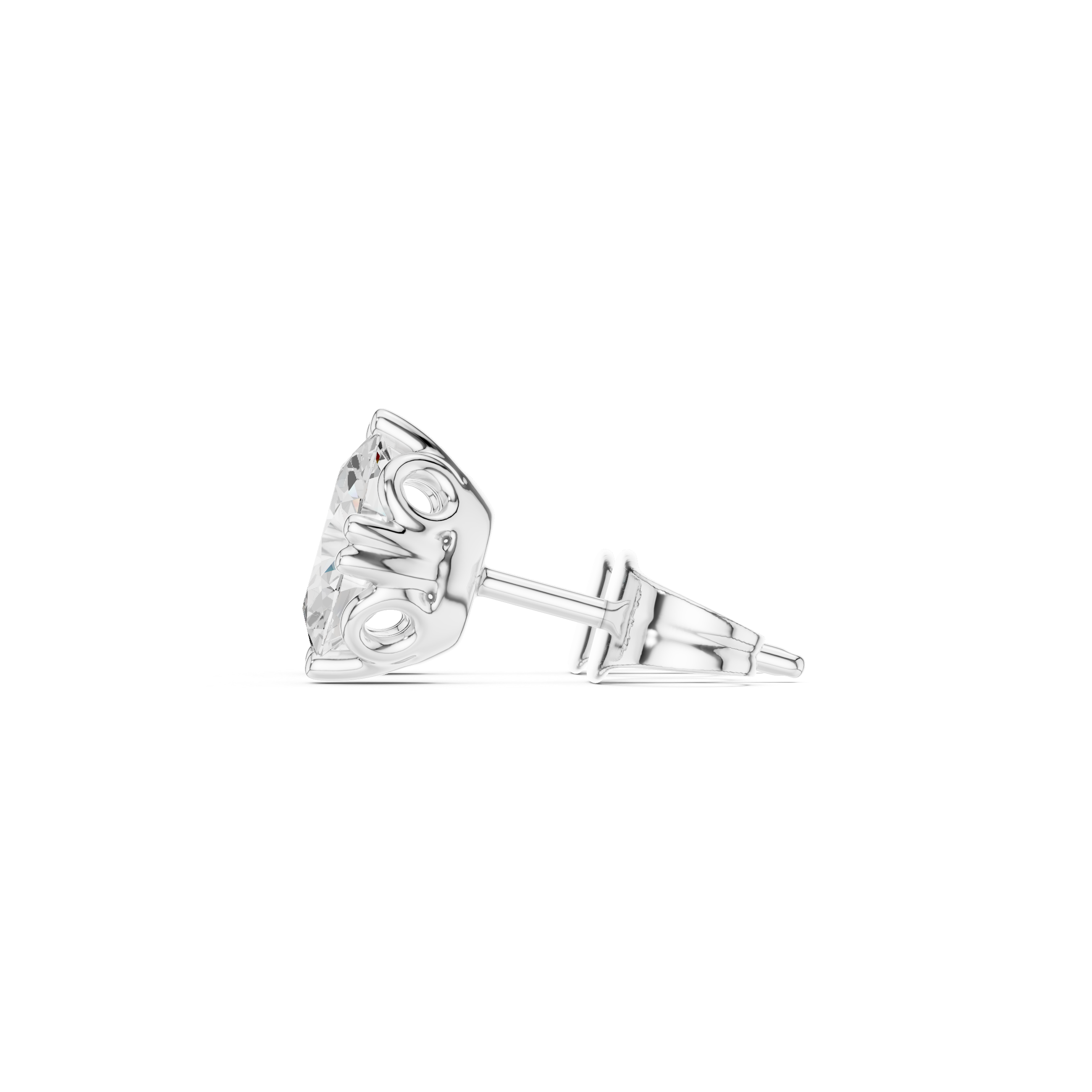 Oval Cut Diamond Stud Earrings with Decorative Prong Detailing