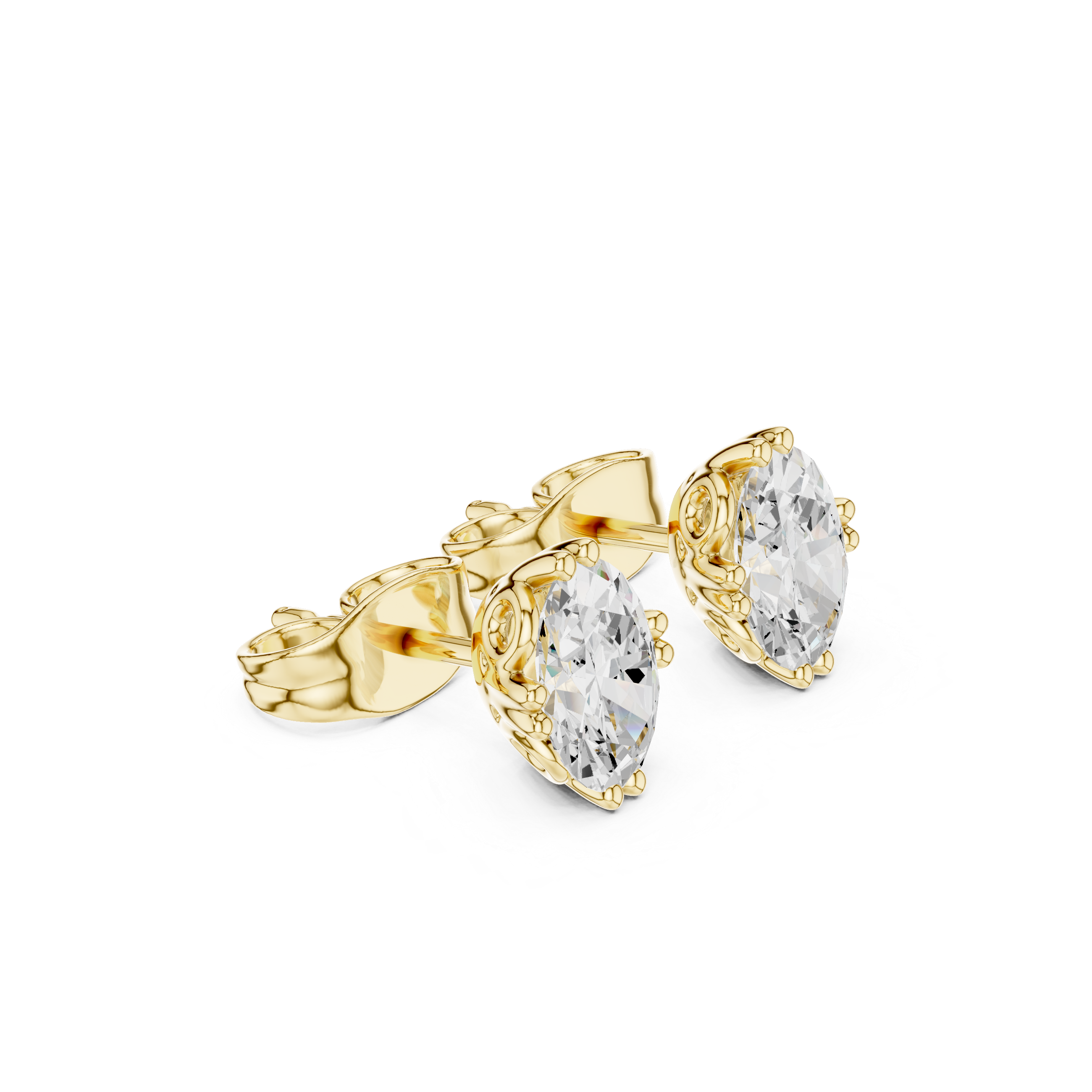 Oval Cut Diamond Stud Earrings with Decorative Prong Detailing