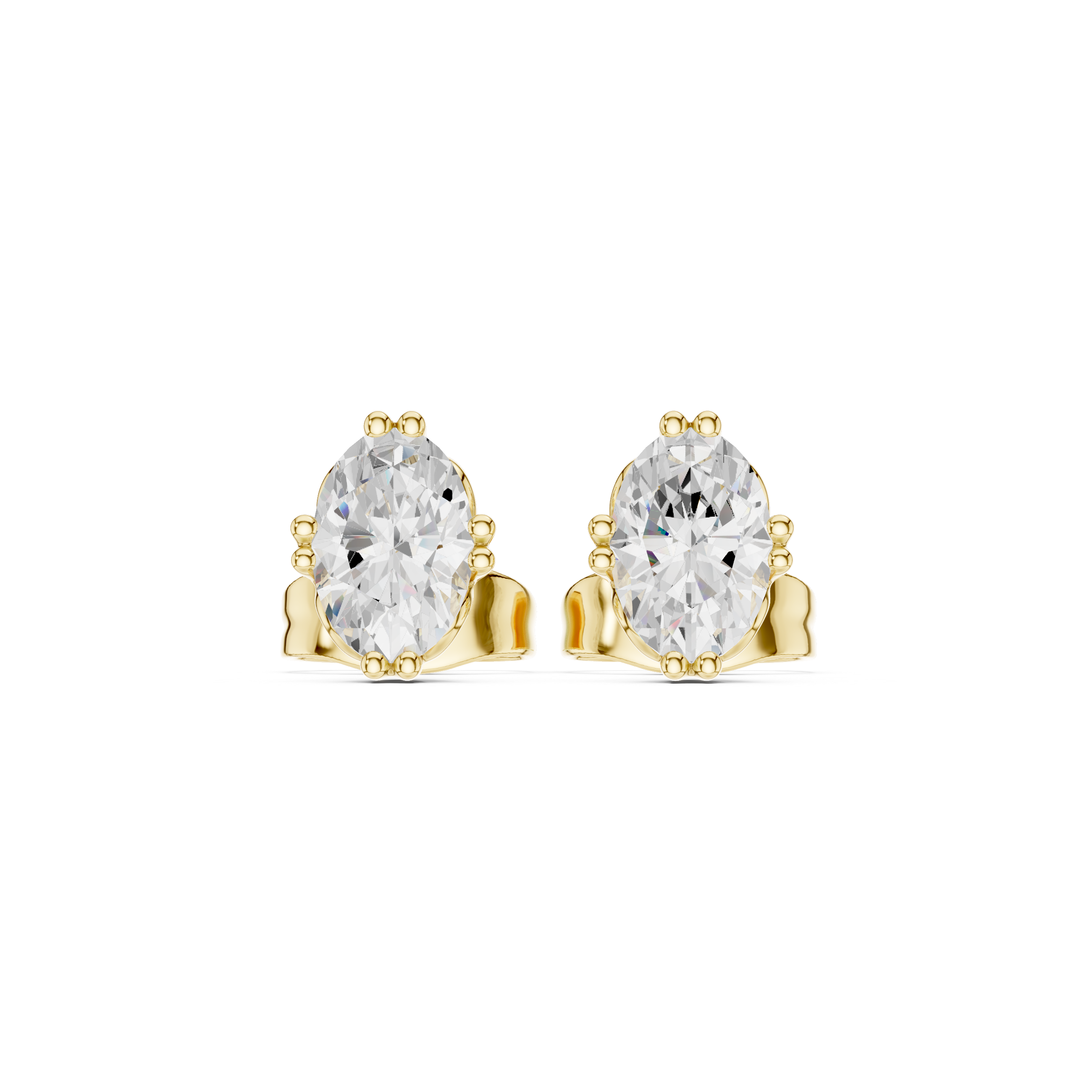Oval Cut Diamond Stud Earrings with Decorative Prong Detailing