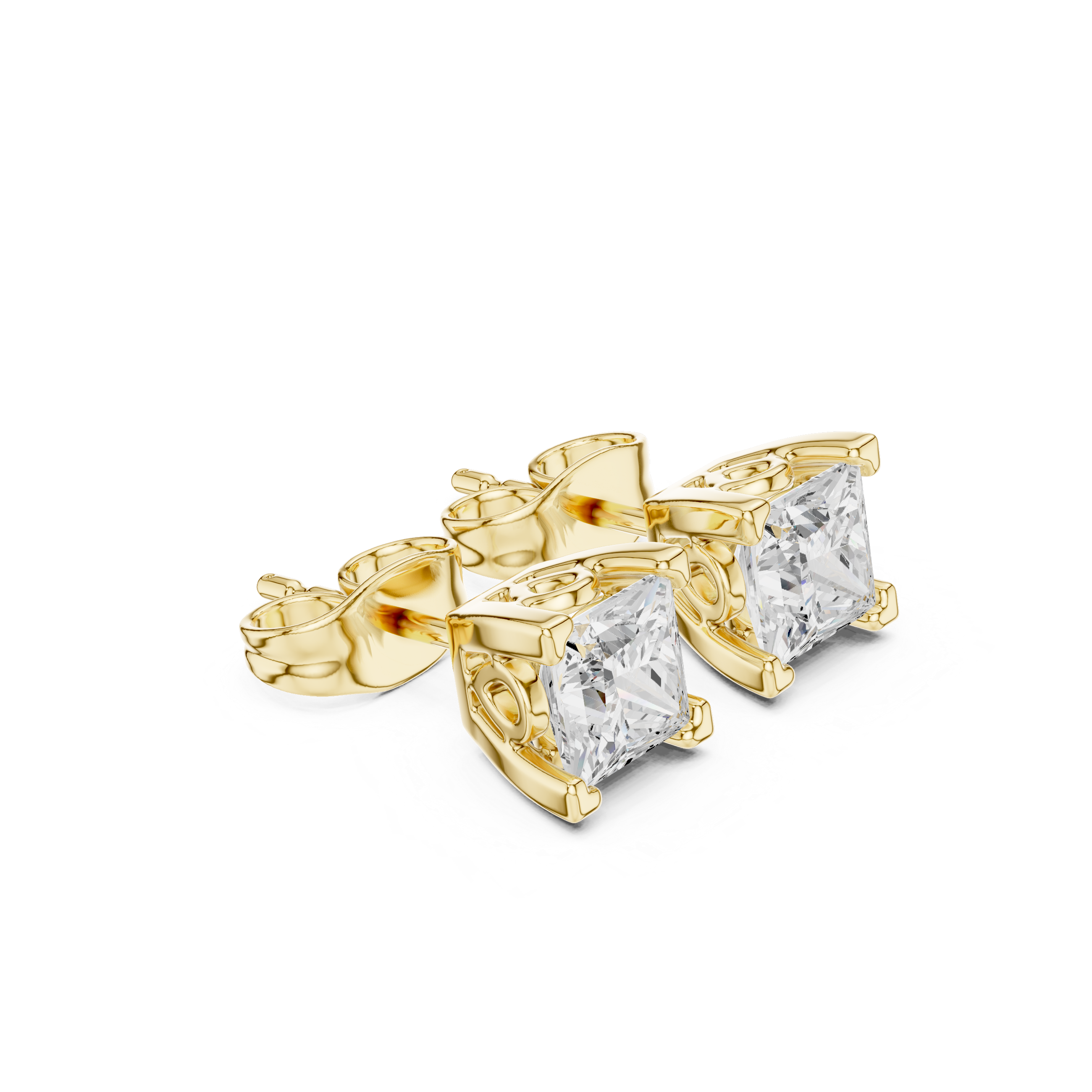 Princess Cut Diamond Stud Earrings in Classic Four-Prong Setting