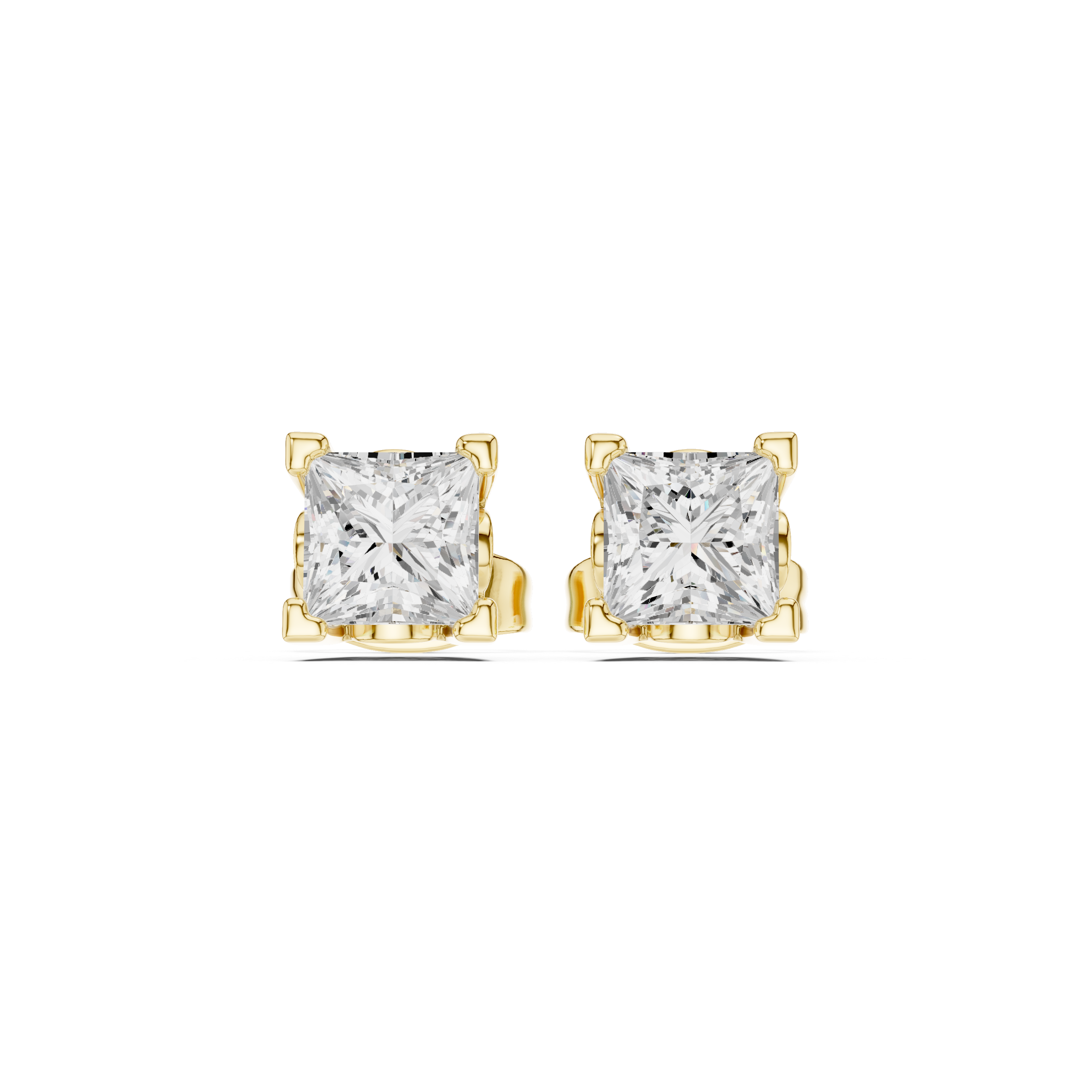 Princess Cut Diamond Stud Earrings in Classic Four-Prong Setting